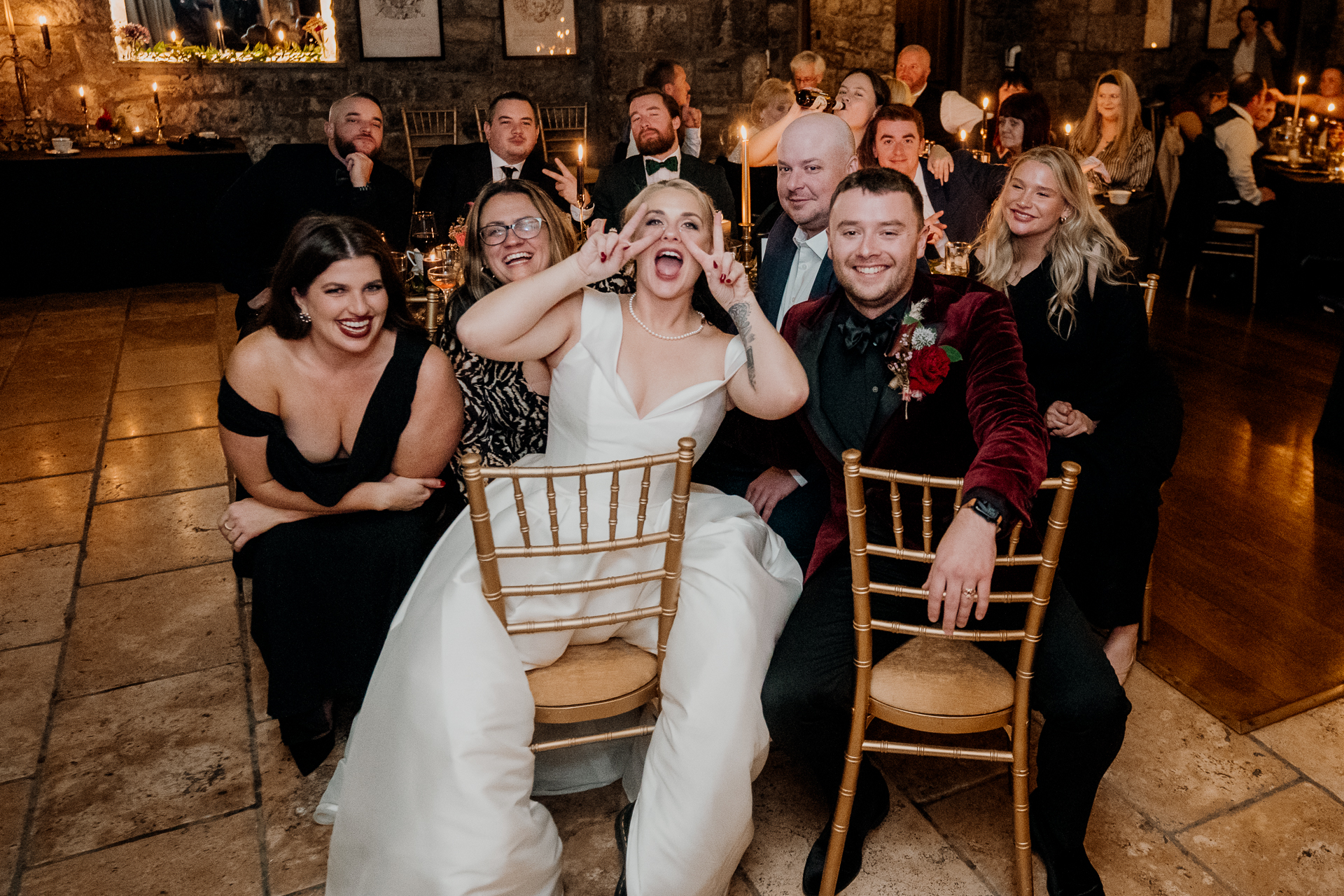 A group of people sitting in chairs