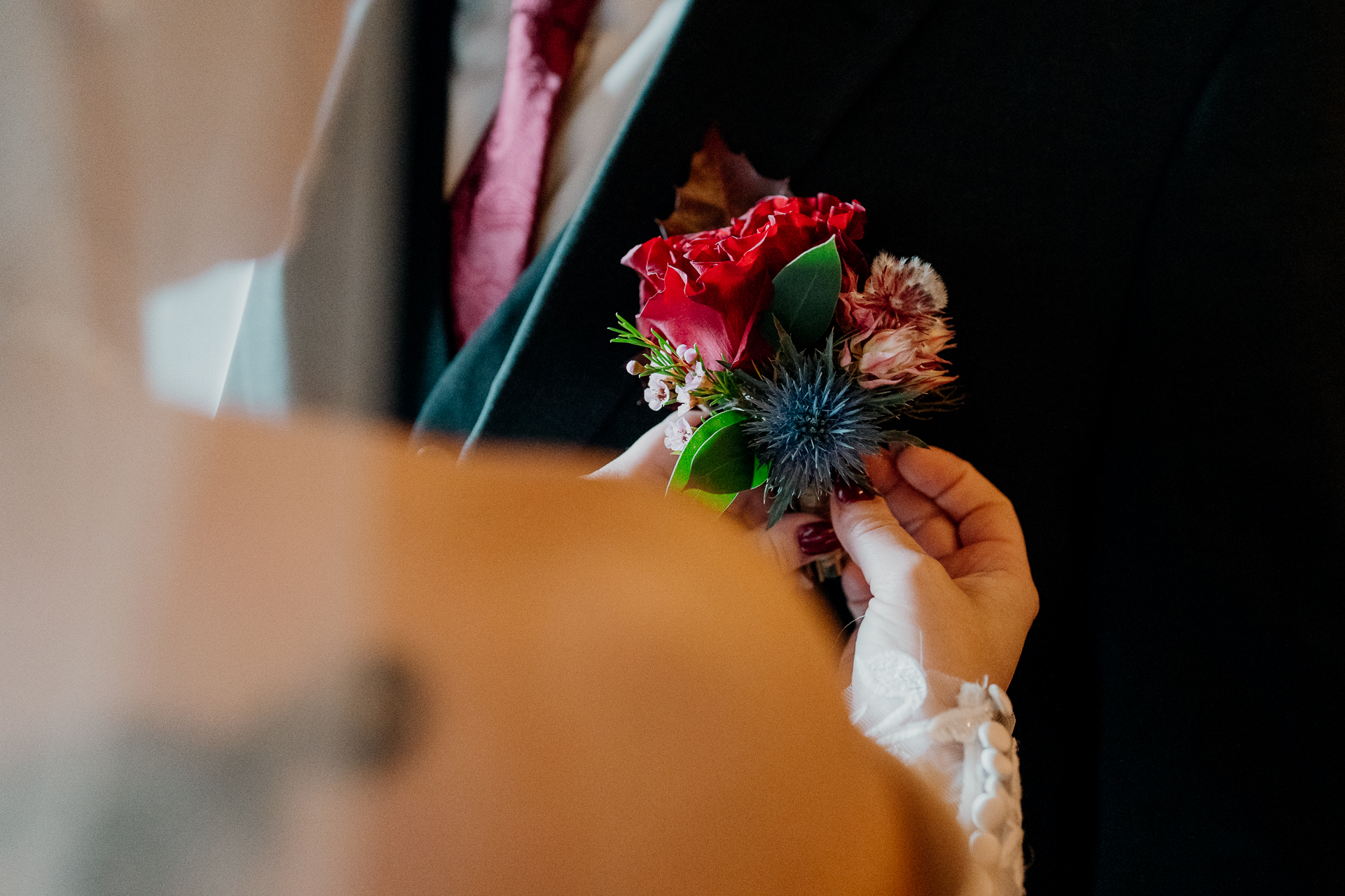 A person holding flowers