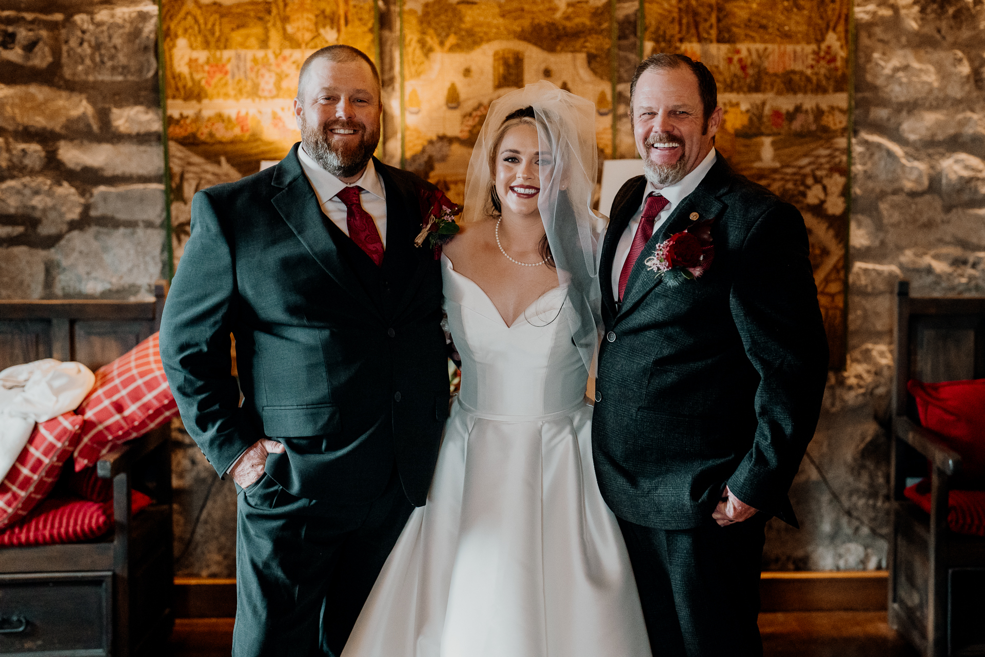 A bride and groom posing for a picture