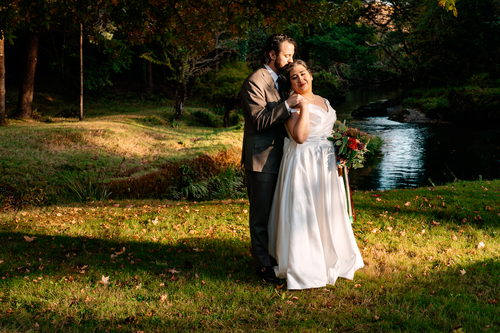 A man and woman in wedding attire