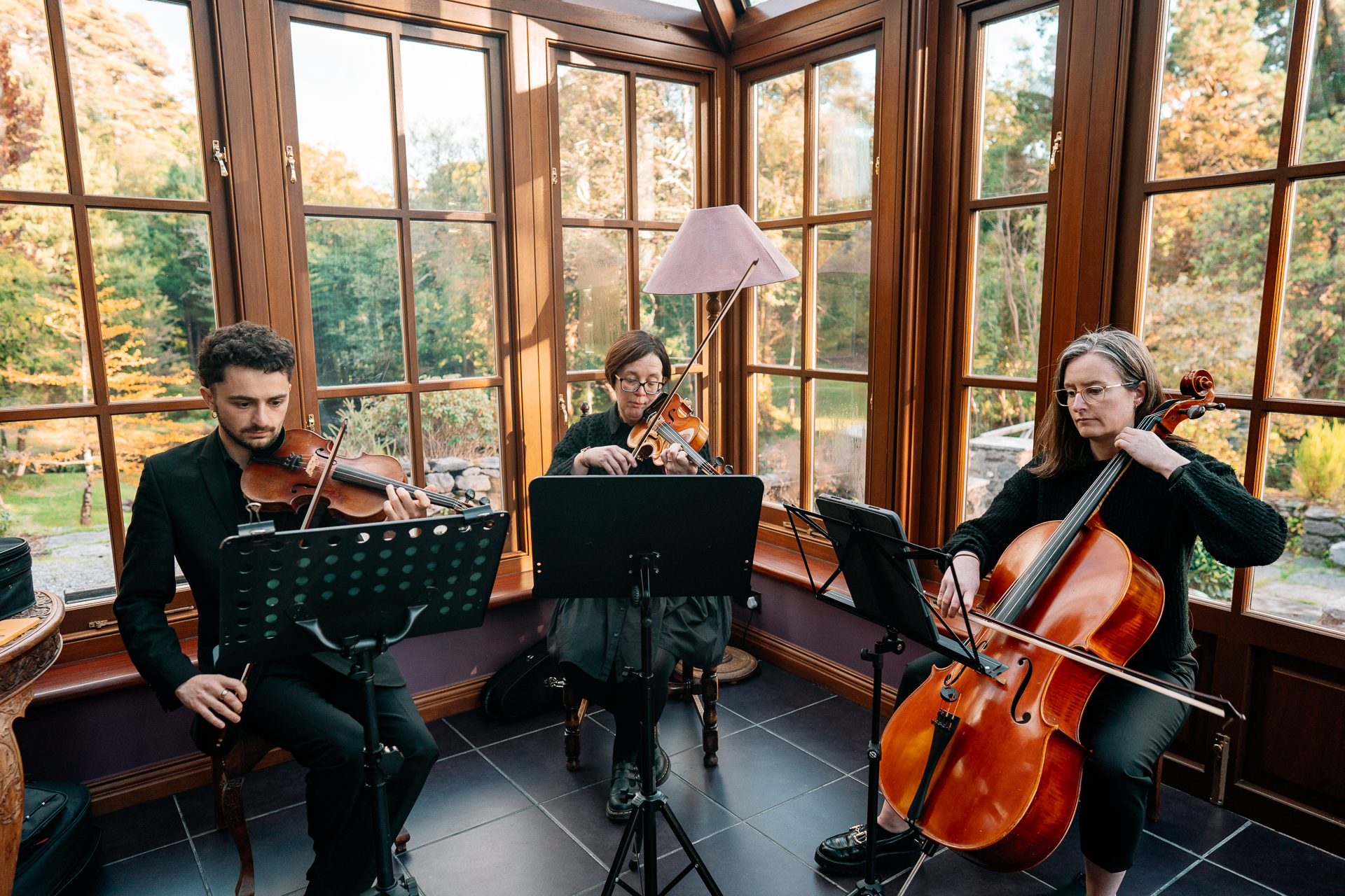 A group of people playing instruments