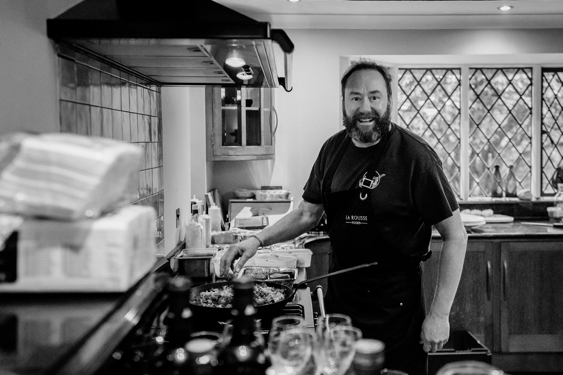 A man cooking in a kitchen