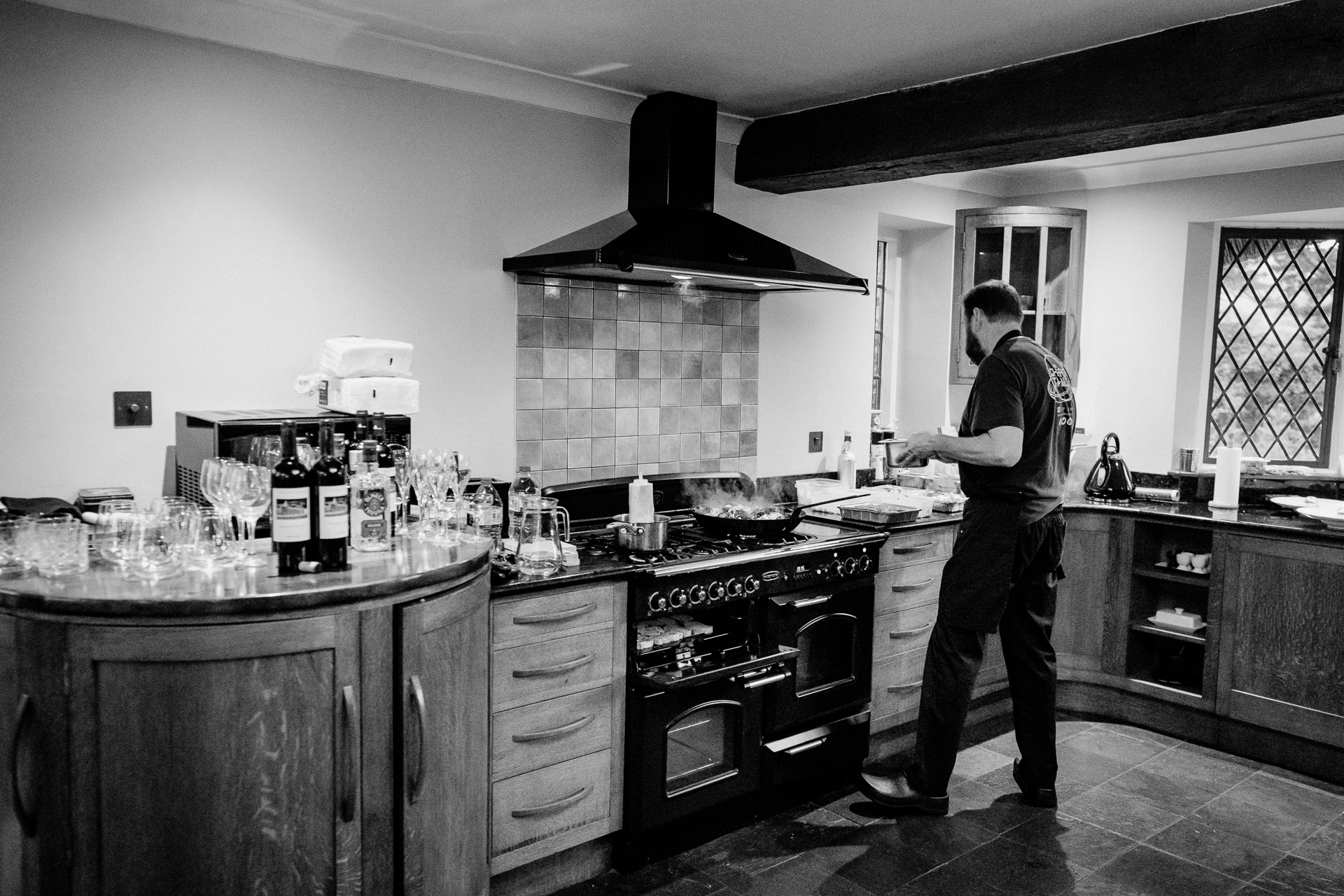 A person cooking in a kitchen