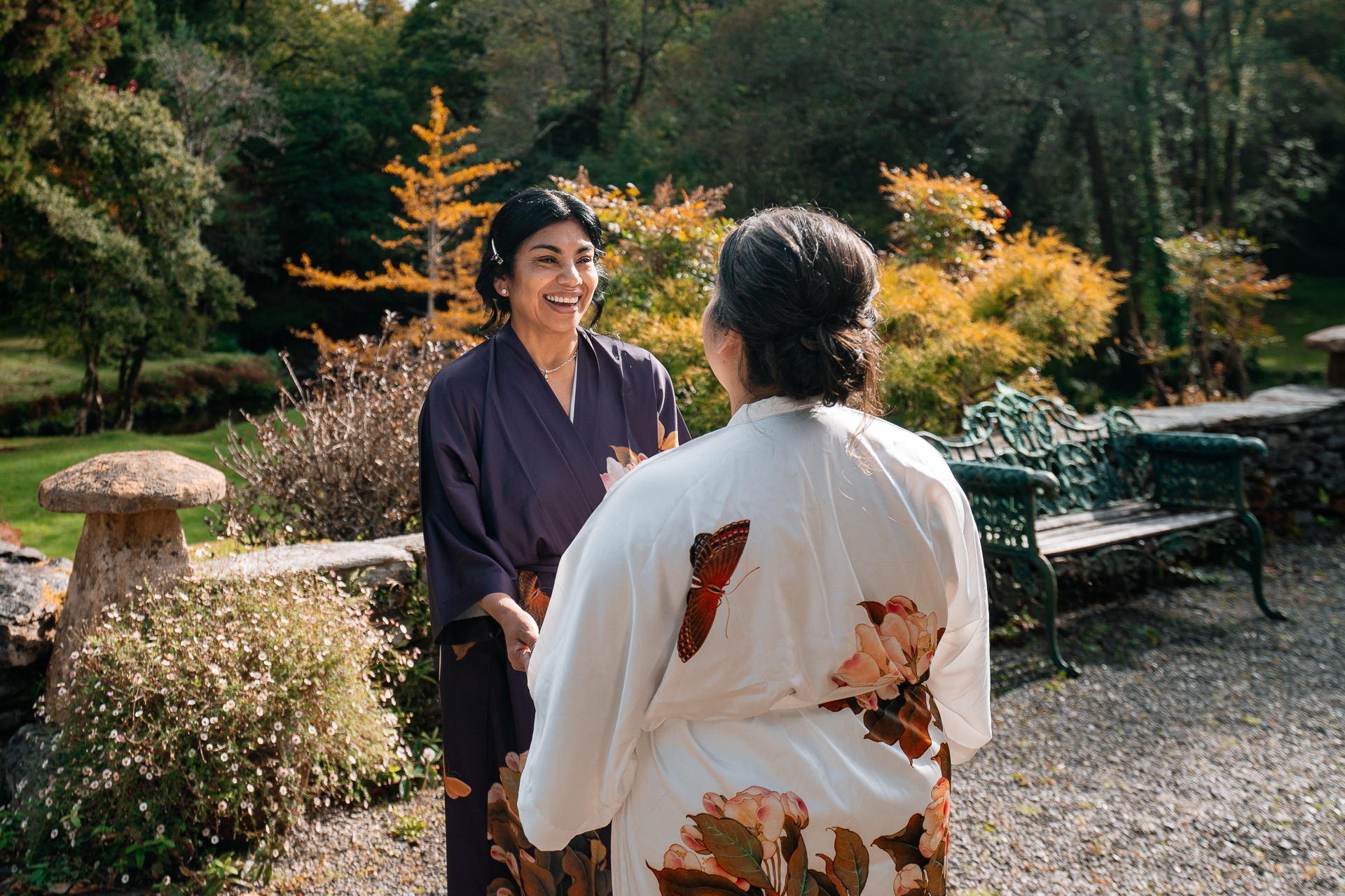 A woman and a man in a garden