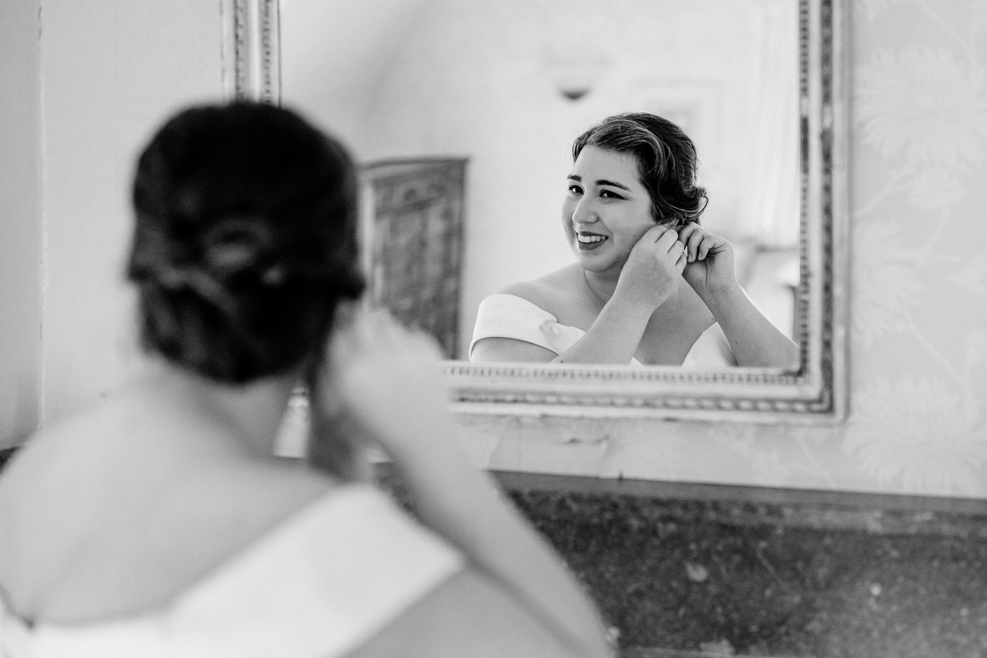 A man and woman in a bathroom