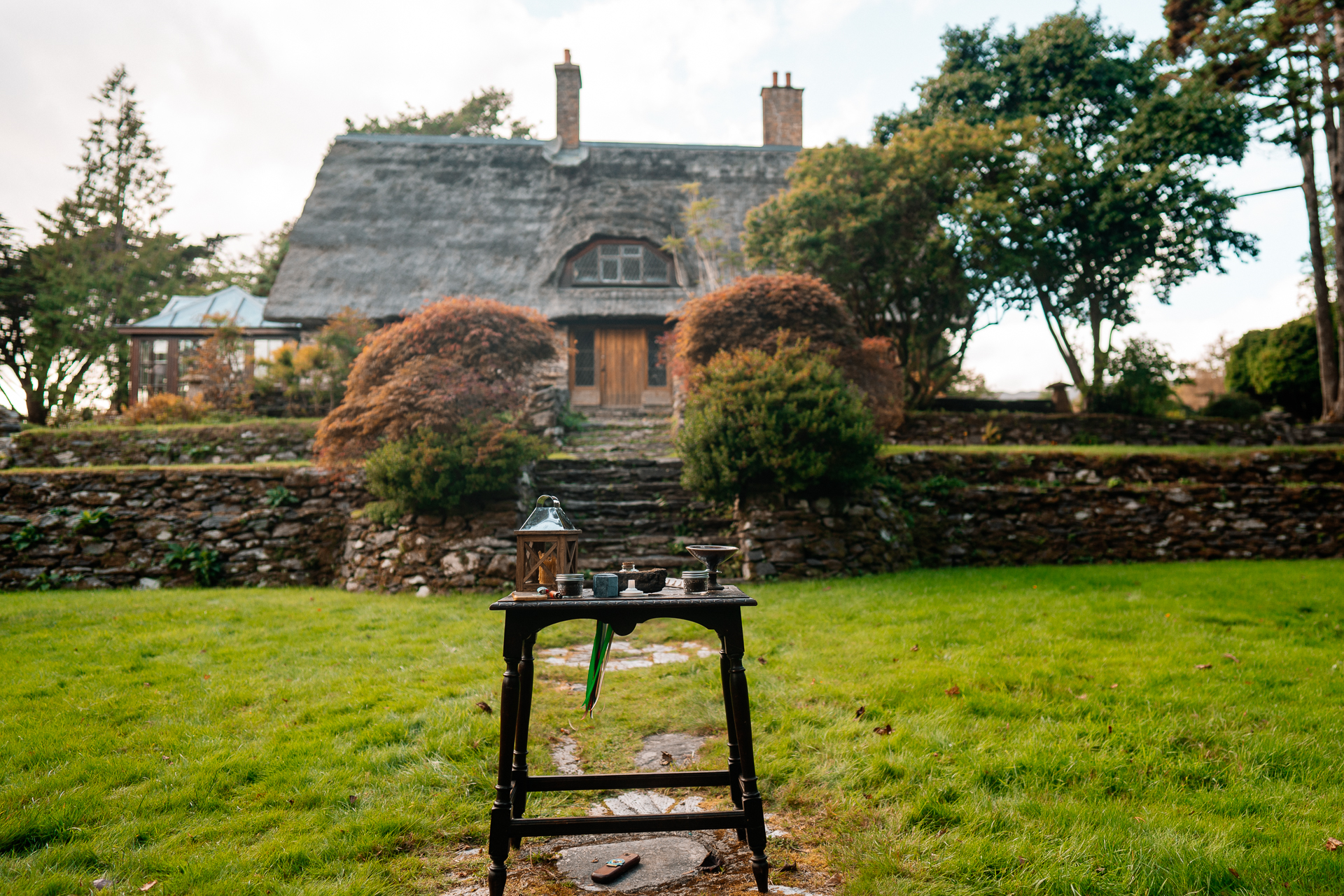 A table in a yard