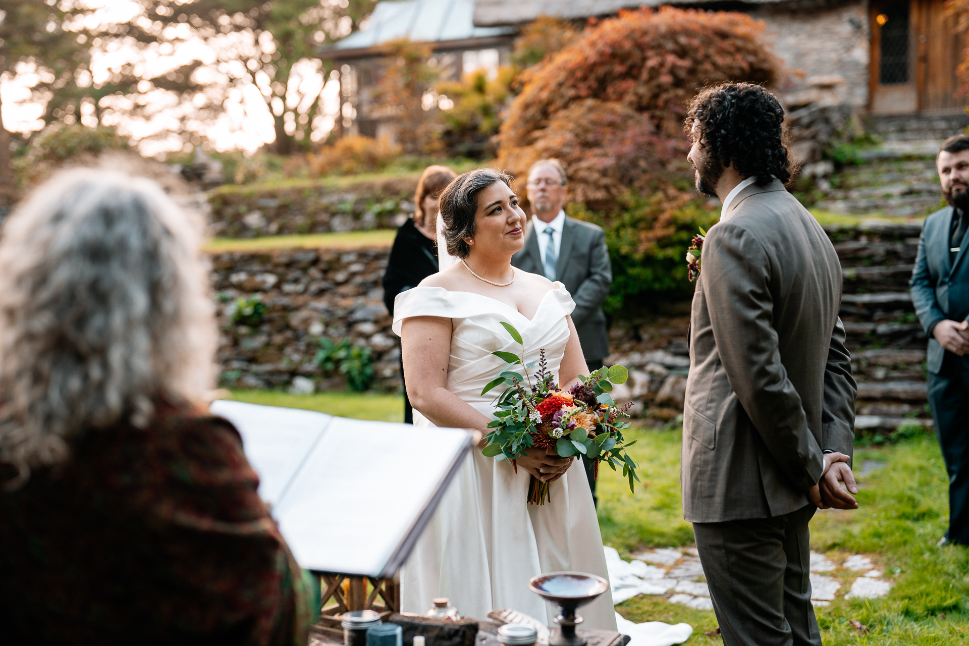 A bride and groom at a wedding