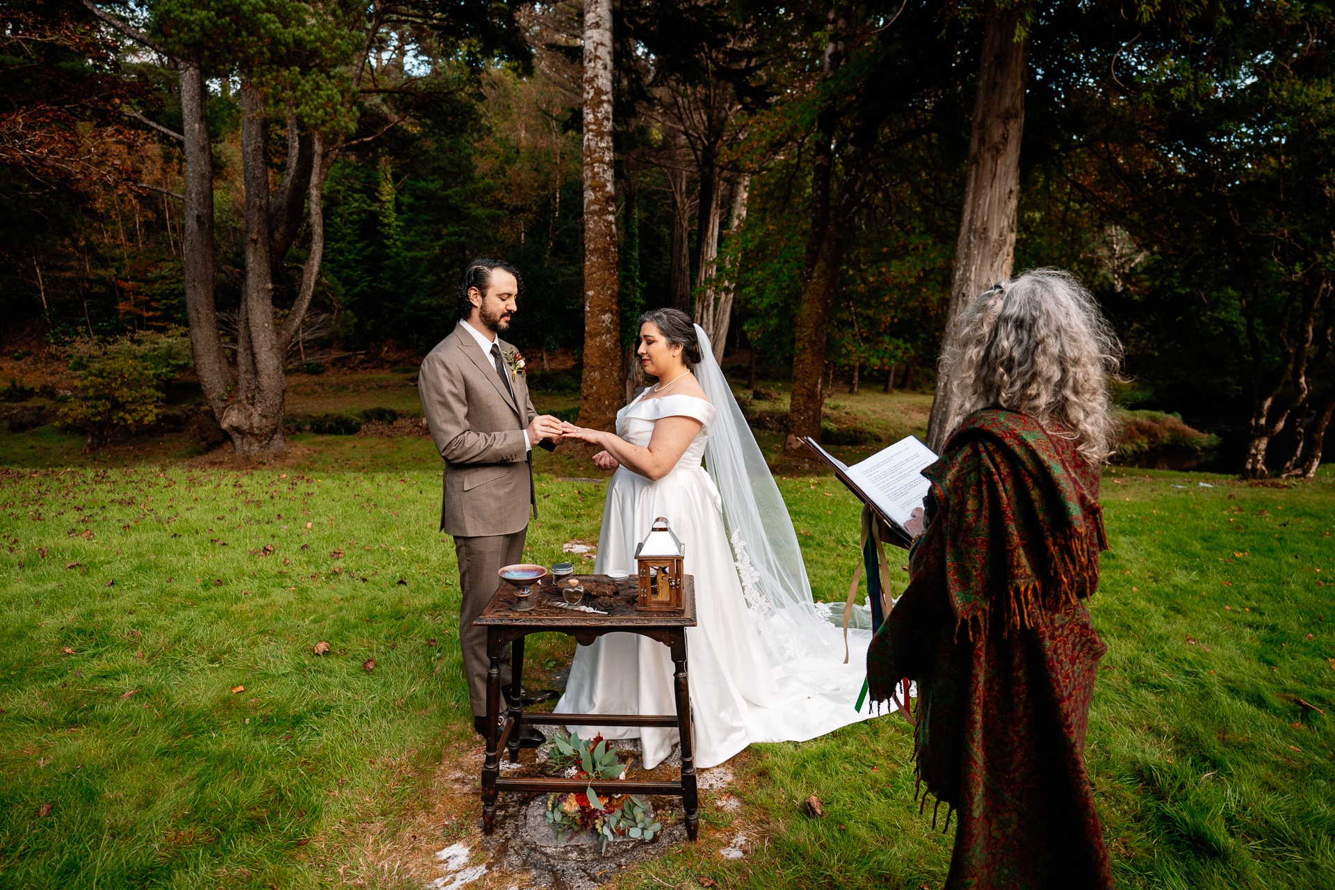 A bride and groom at a wedding