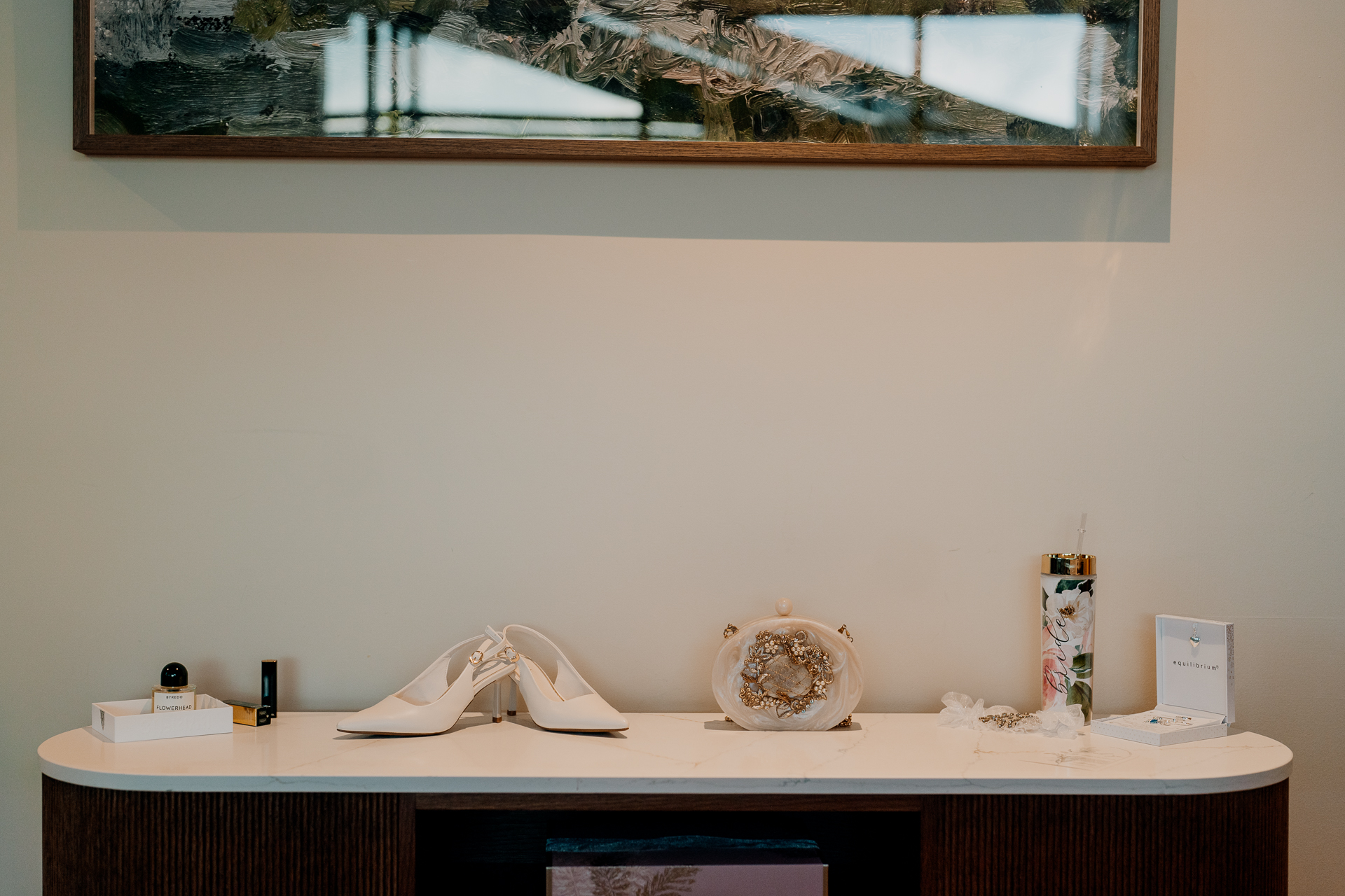 A pair of shoes on a shelf