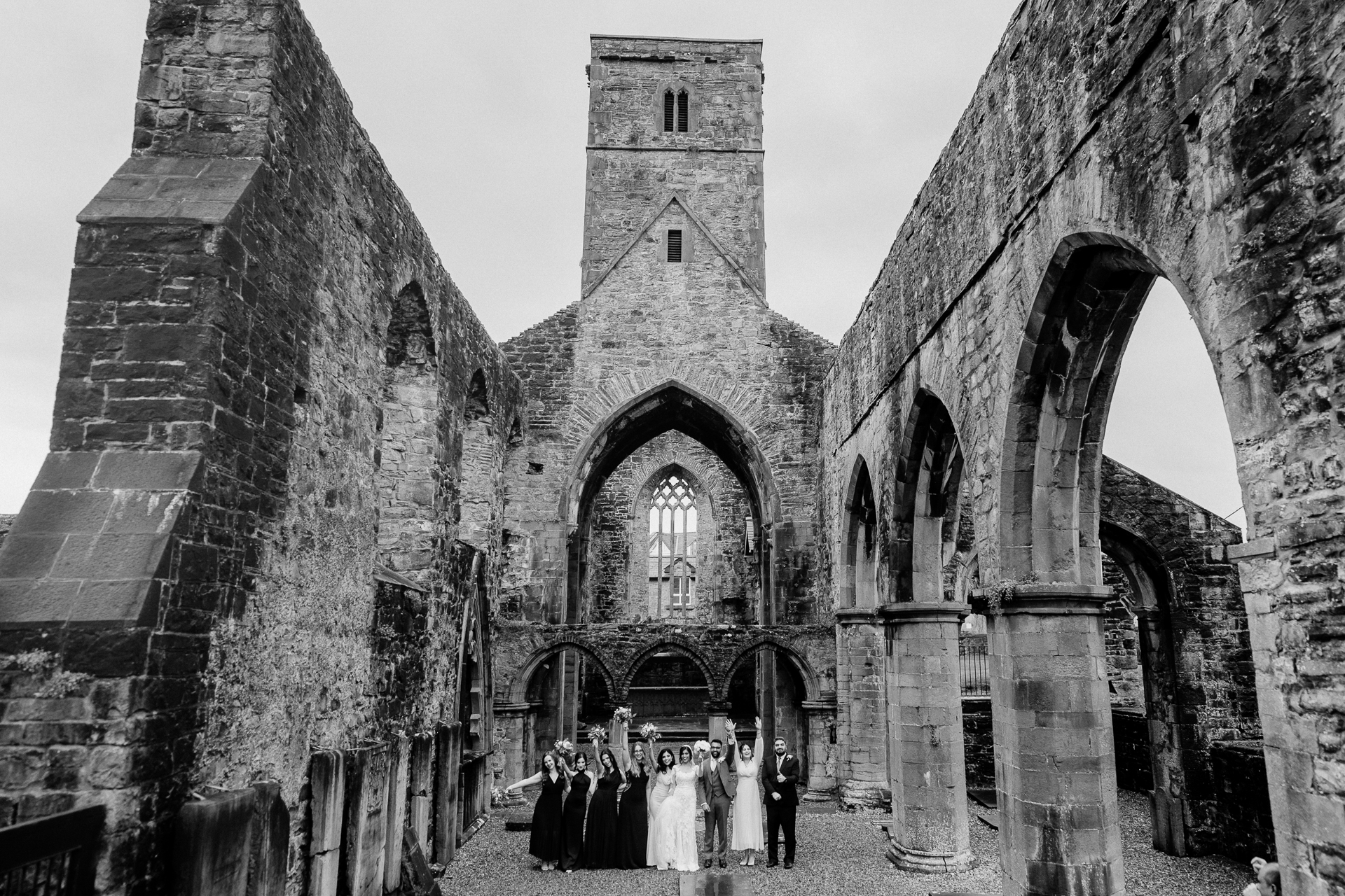 A group of people standing in a building