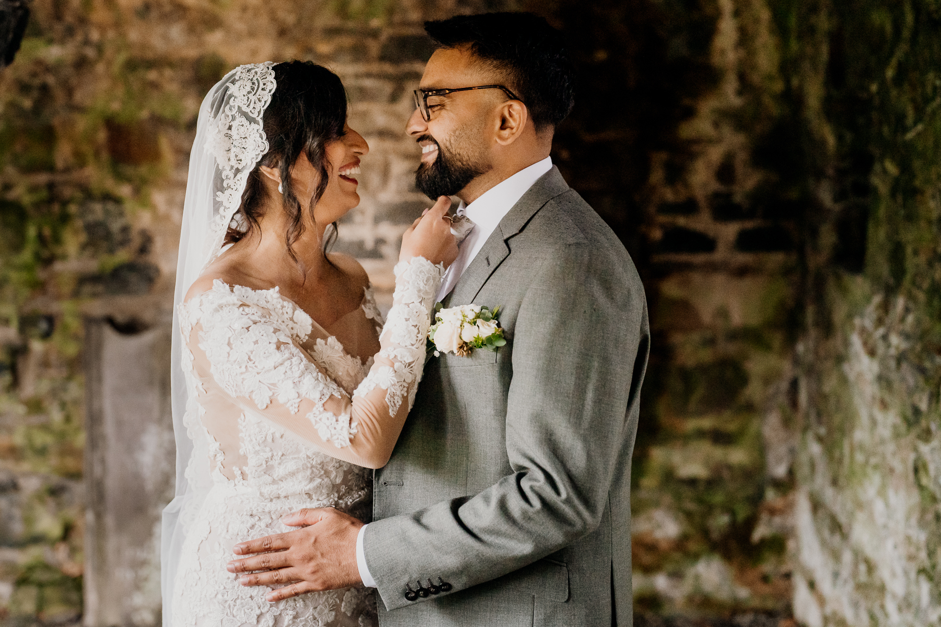 A man and woman in wedding attire