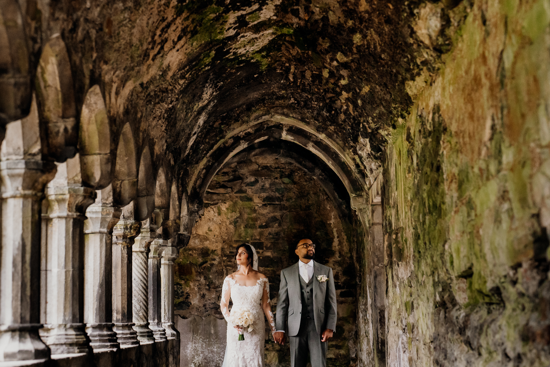 A man and woman in a tunnel