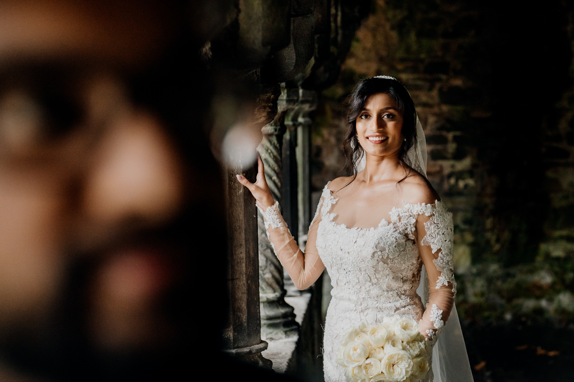 A woman in a white dress