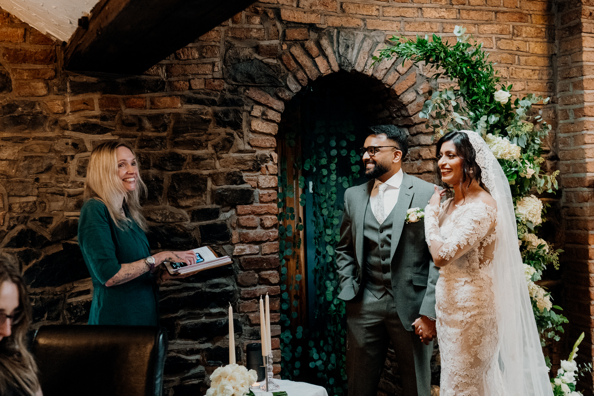 A bride and groom at a wedding