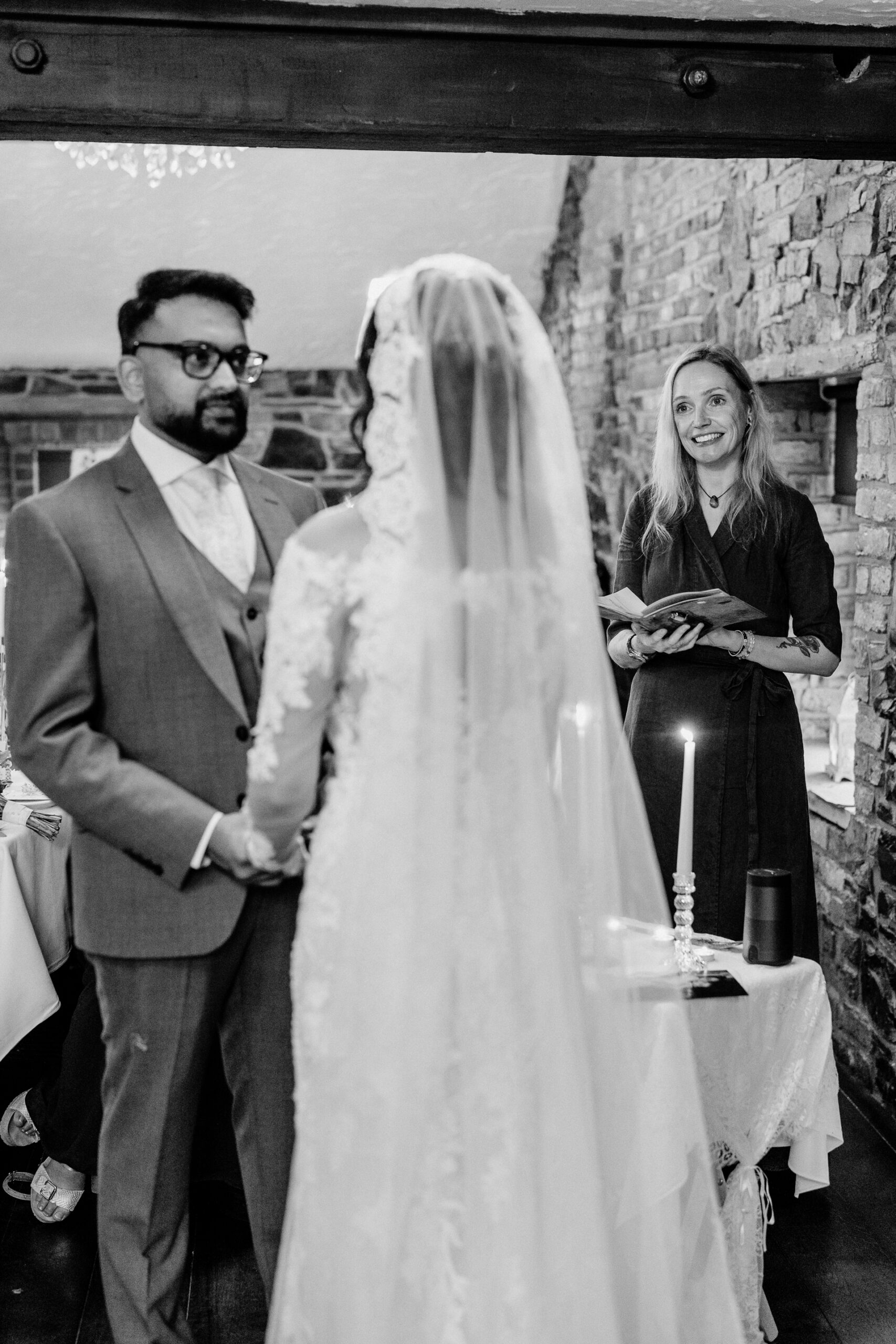 A man and woman in wedding attire