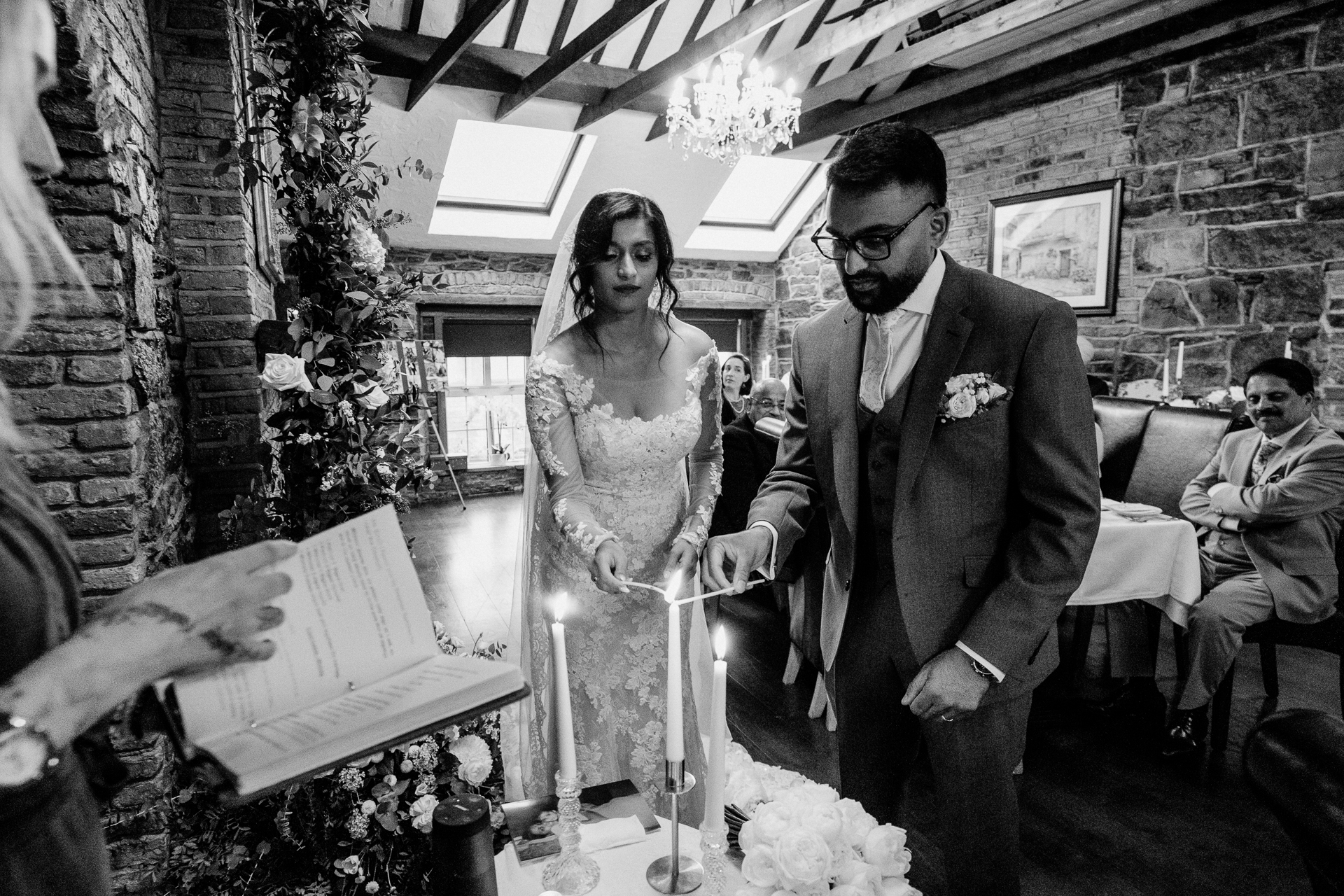 A man and woman in wedding attire