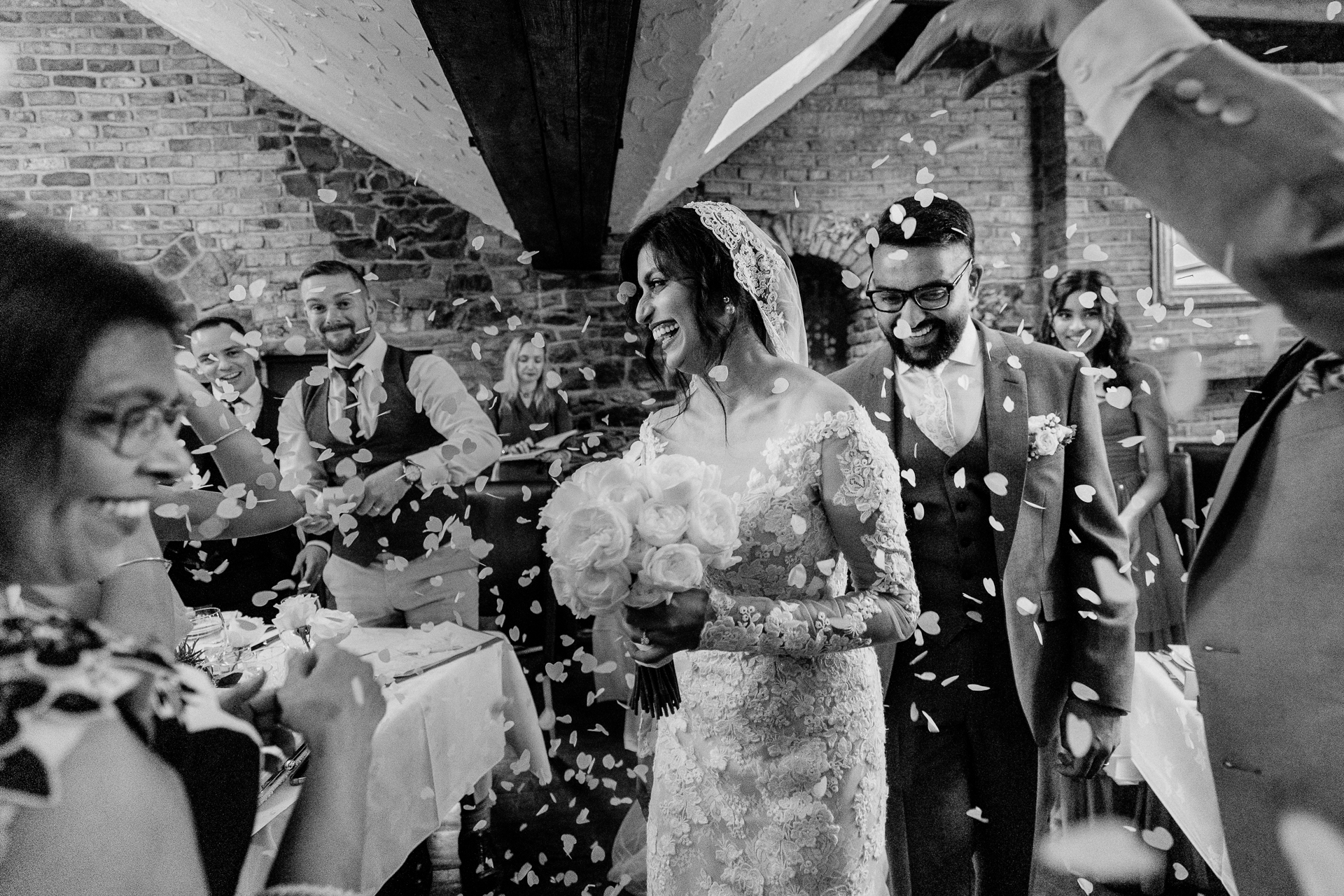 A bride and groom at a wedding