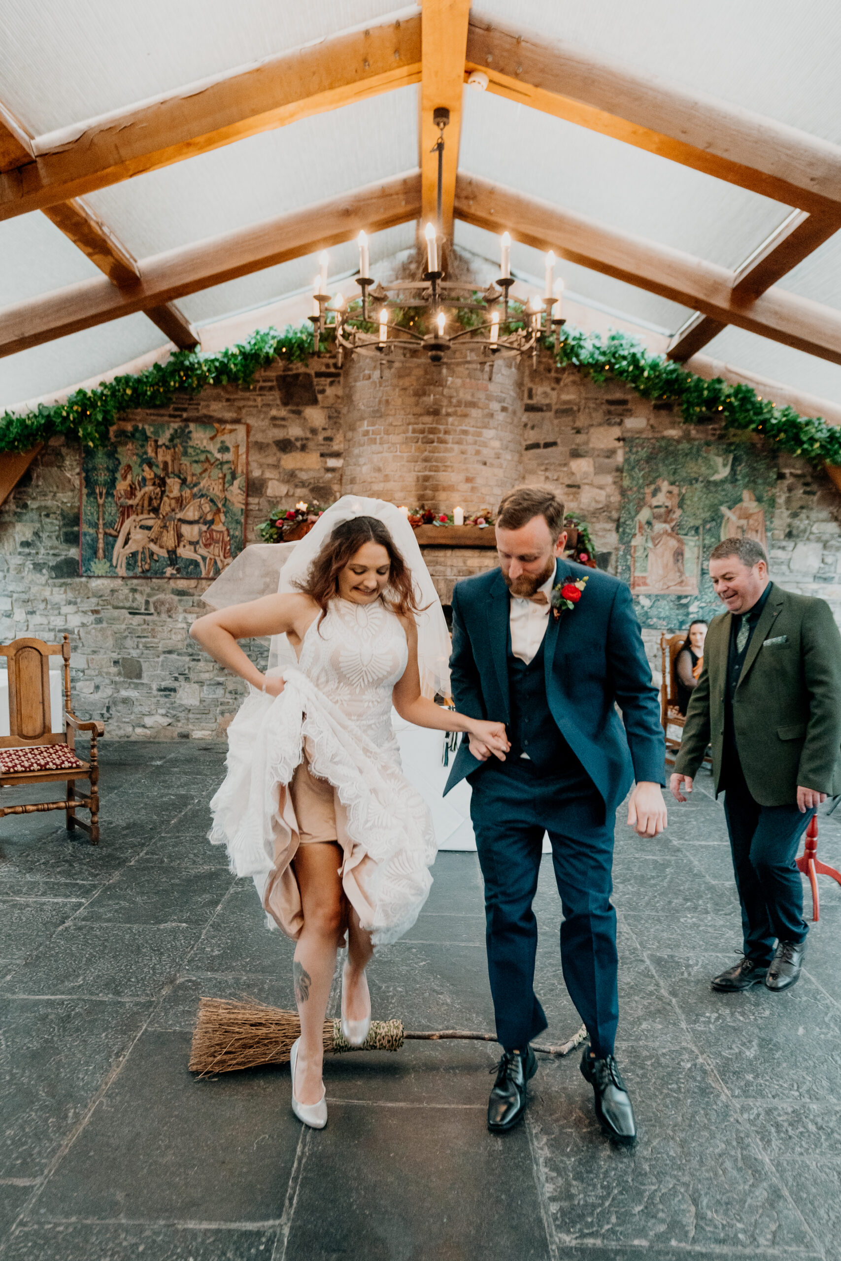 Wedding ceremony at Barberstown Castle surrounded by love and elegance.