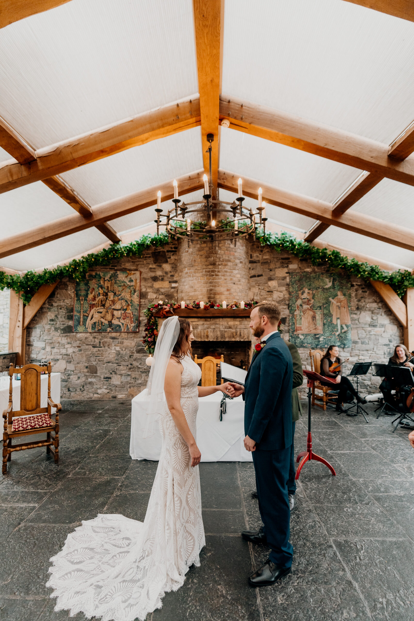 Wedding ceremony at Barberstown Castle surrounded by love and elegance.