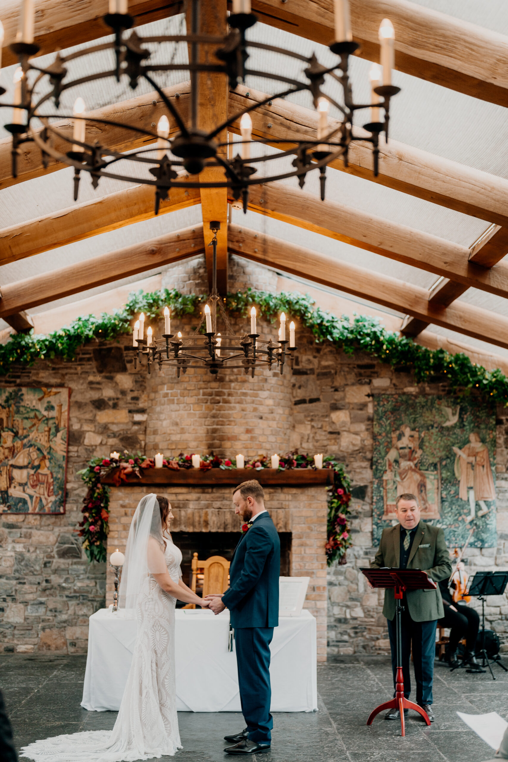 Wedding ceremony at Barberstown Castle surrounded by love and elegance.