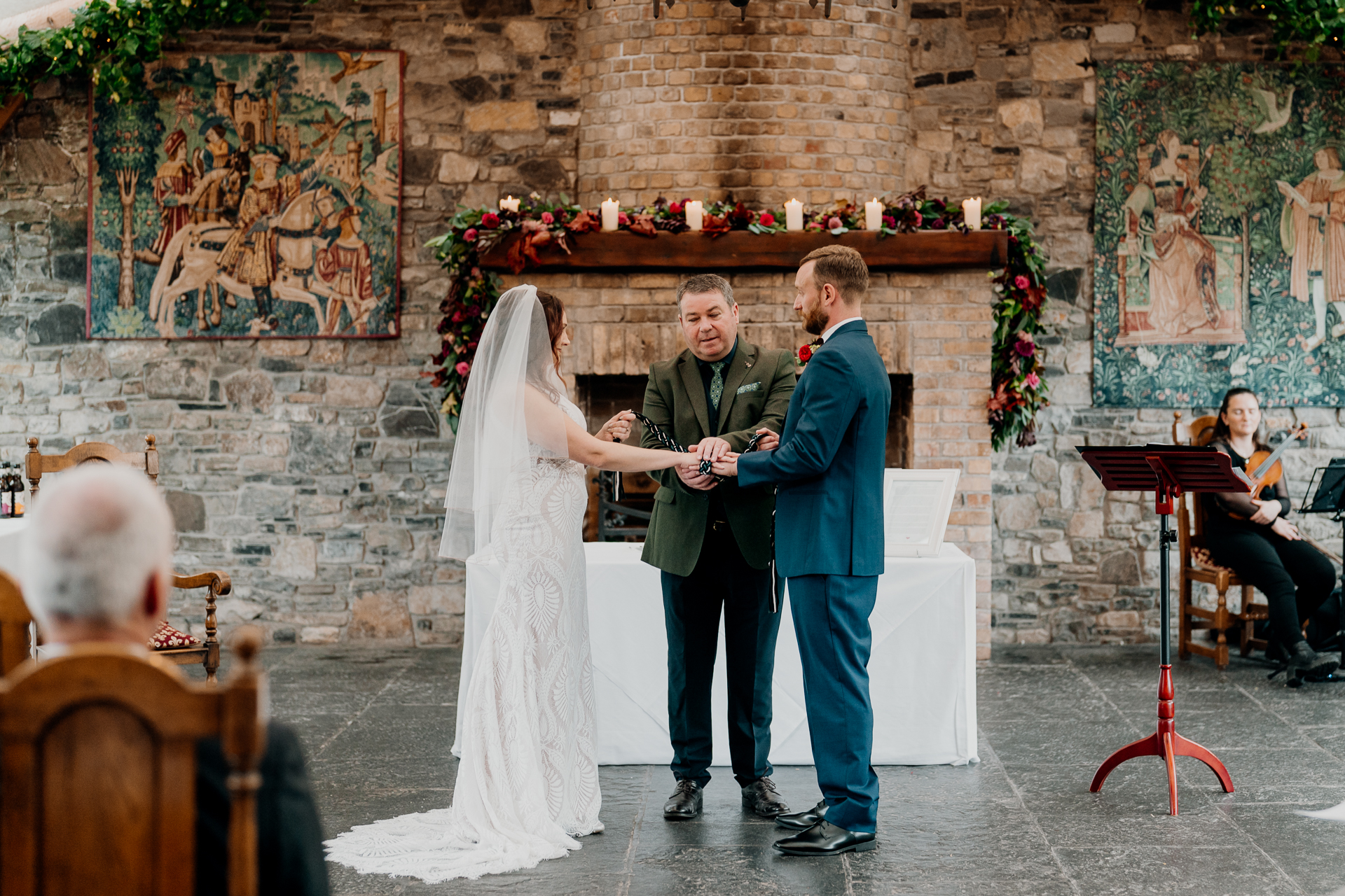 Wedding ceremony at Barberstown Castle surrounded by love and elegance.