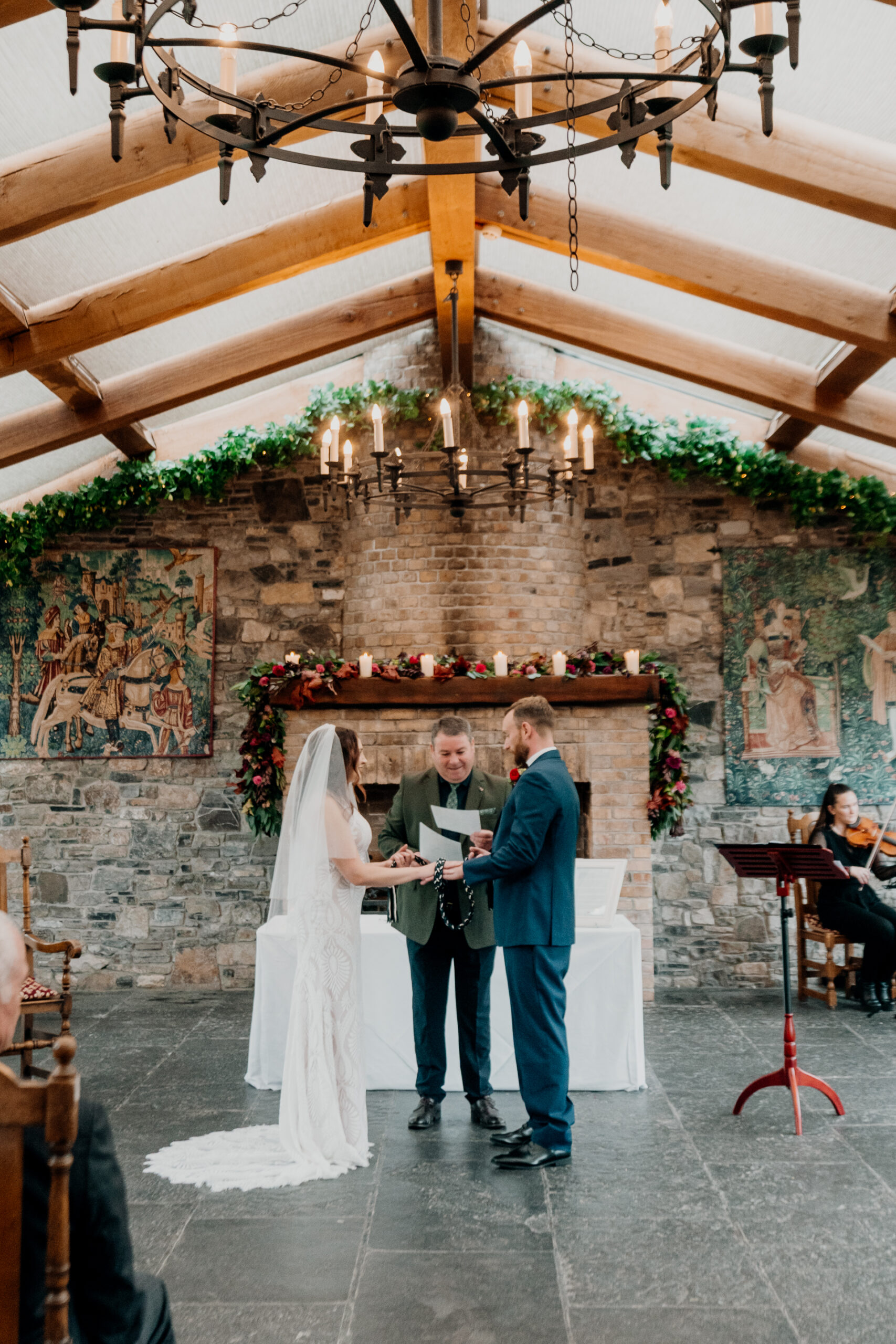 Wedding ceremony at Barberstown Castle surrounded by love and elegance.