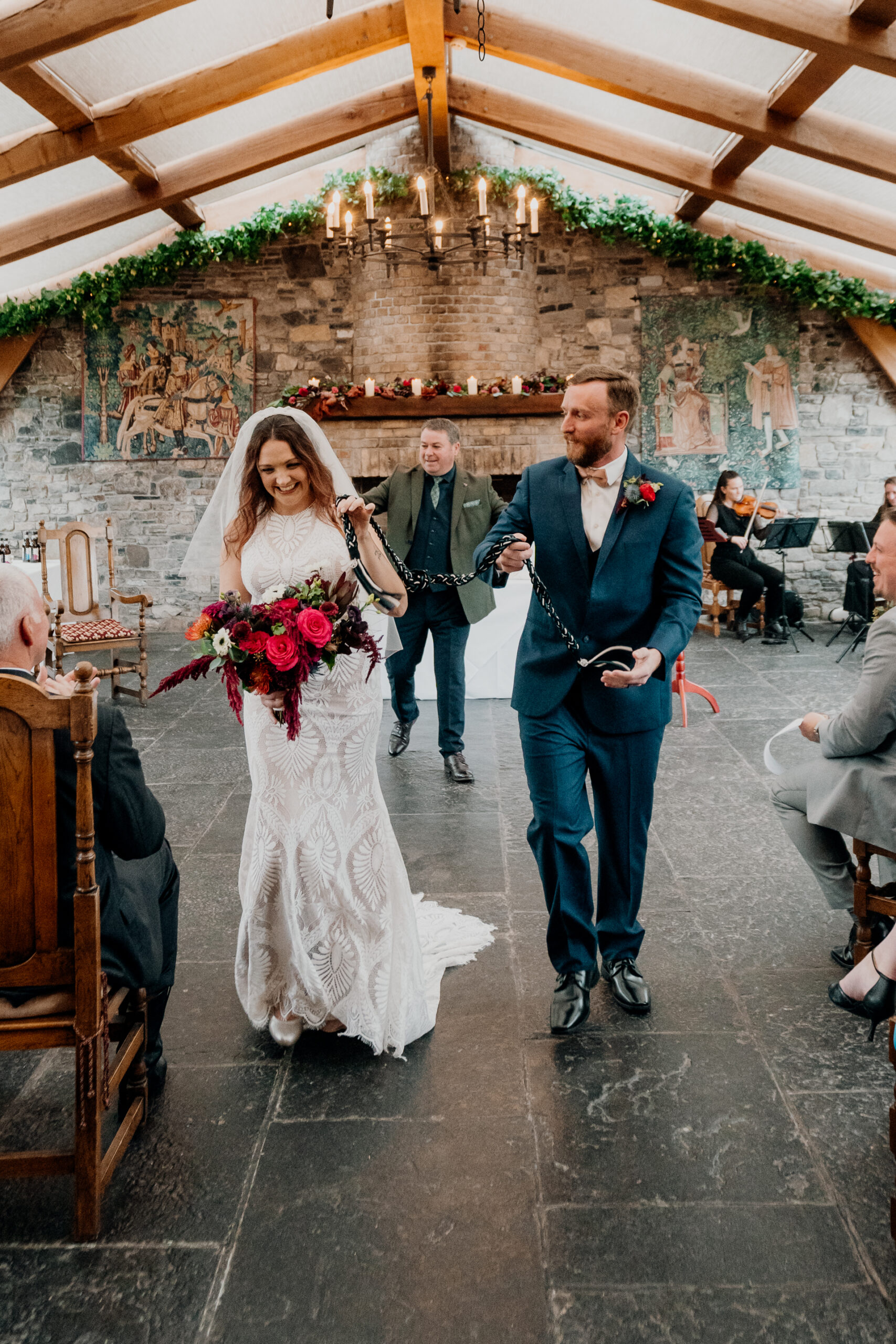 Wedding ceremony at Barberstown Castle surrounded by love and elegance.