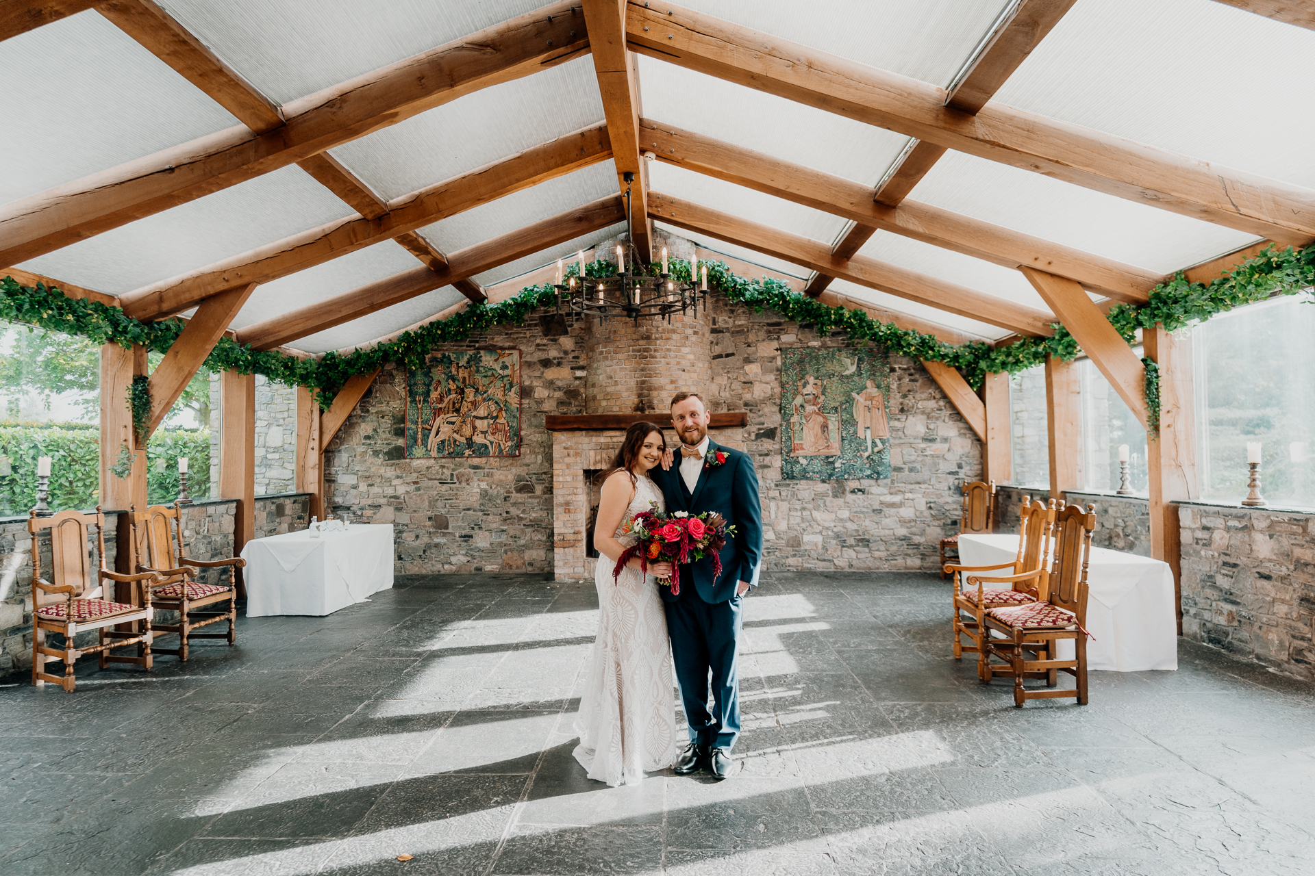 Wedding ceremony at Barberstown Castle surrounded by love and elegance.