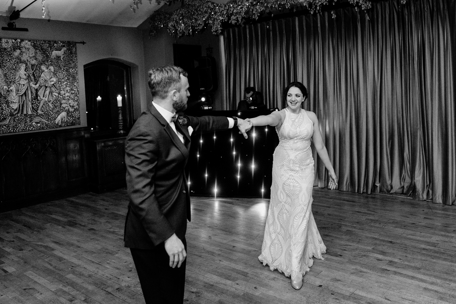 Lively wedding dance floor moments at Barberstown Castle.