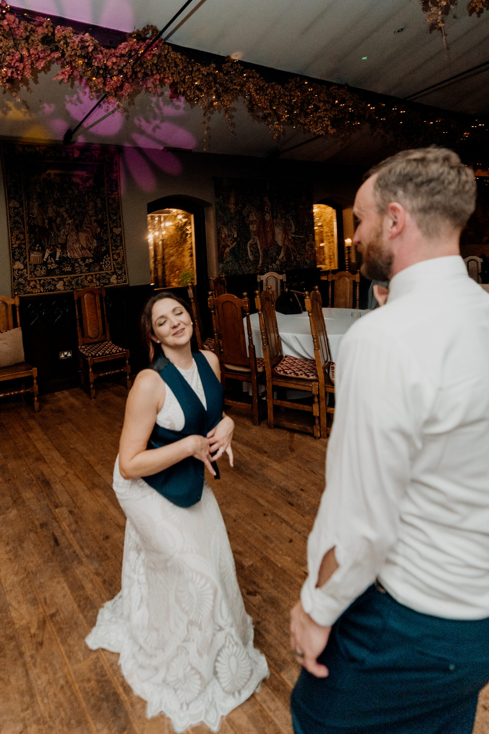 Lively wedding dance floor moments at Barberstown Castle.