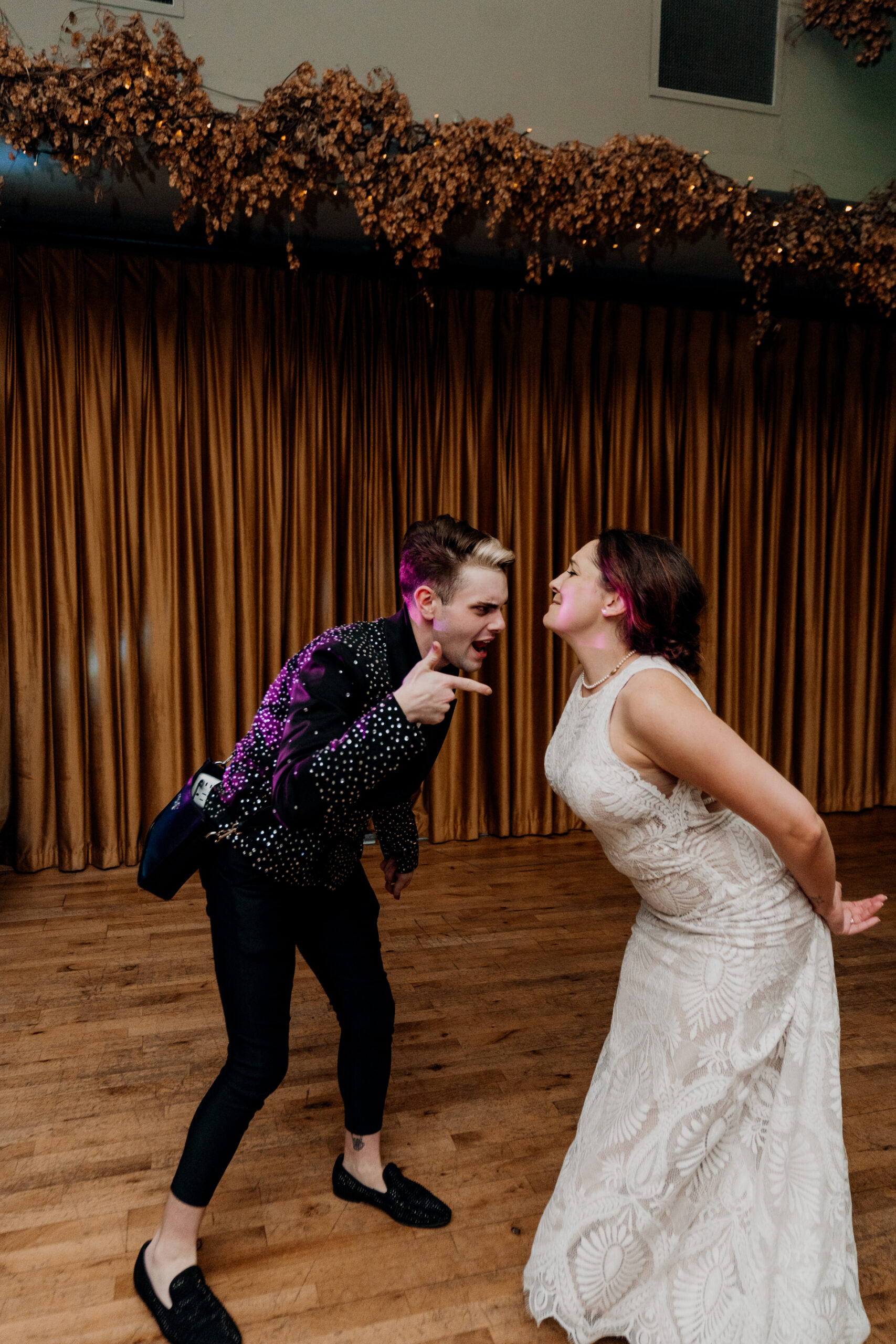 Lively wedding dance floor moments at Barberstown Castle.