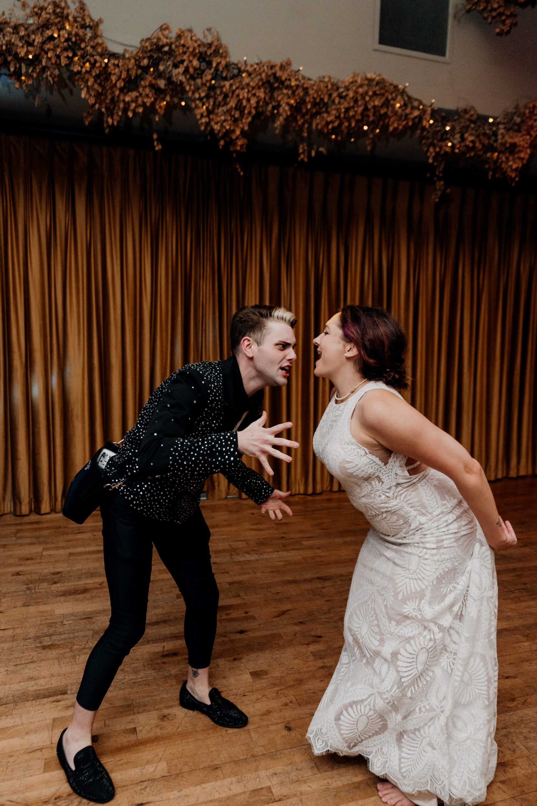 Lively wedding dance floor moments at Barberstown Castle.