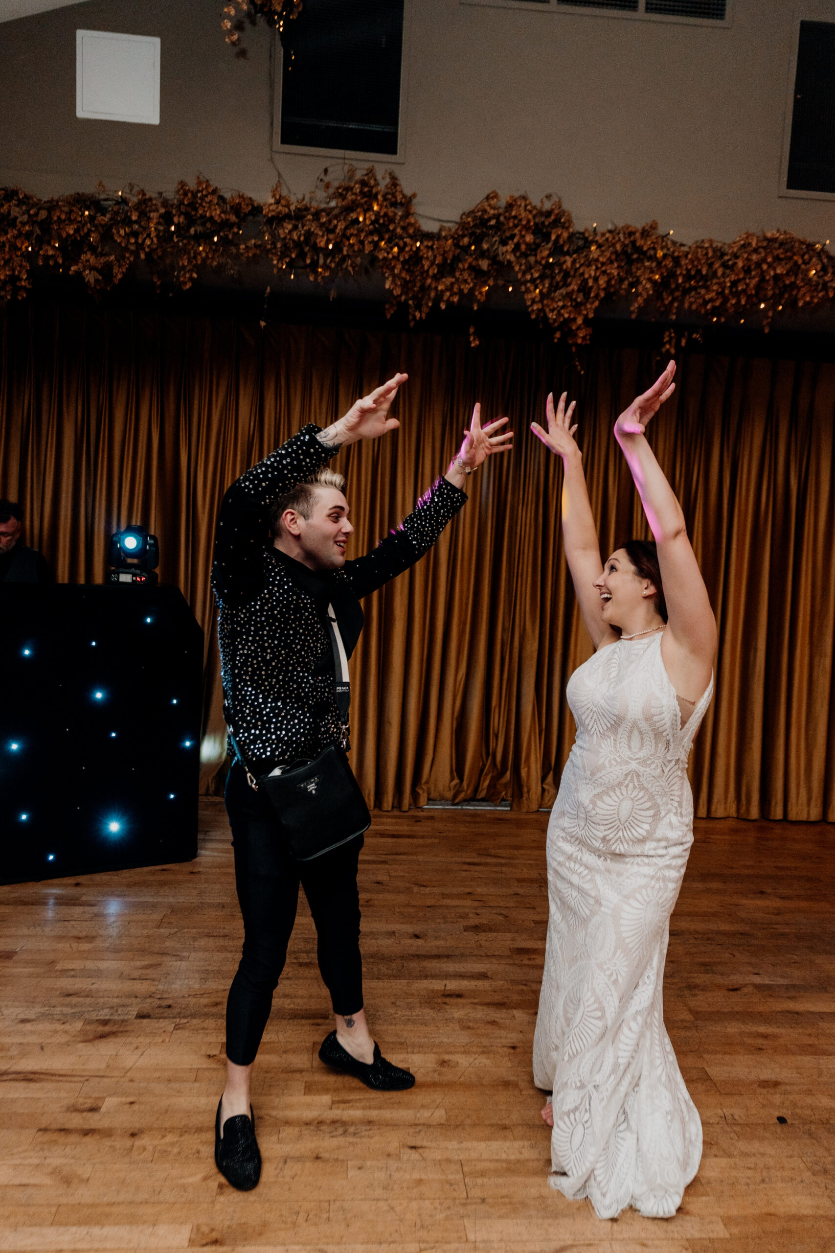 Lively wedding dance floor moments at Barberstown Castle.