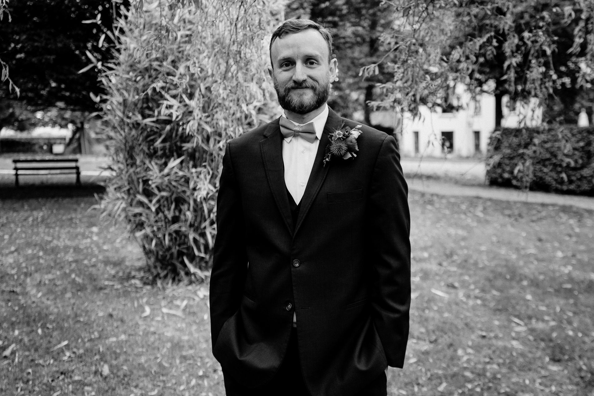 Emotional first look between bride and groom at Barberstown Castle.