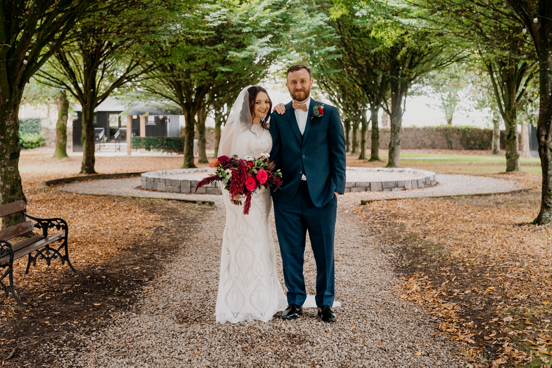 Emotional first look between bride and groom at Barberstown Castle.