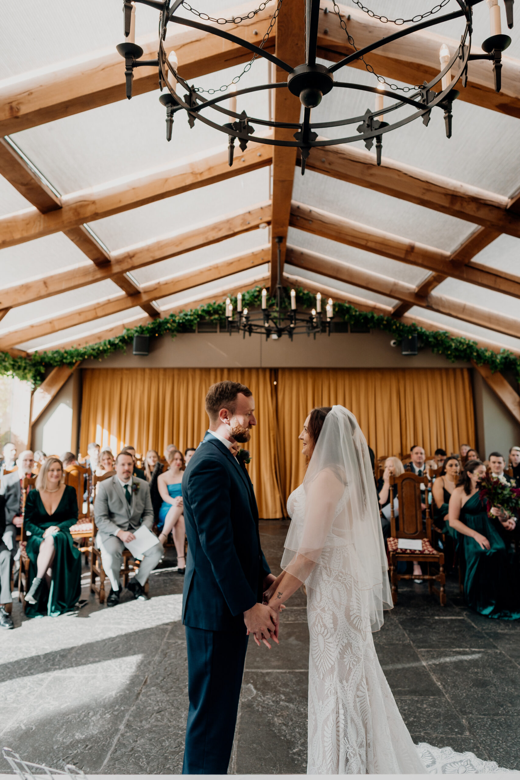 Wedding ceremony at Barberstown Castle surrounded by love and elegance.