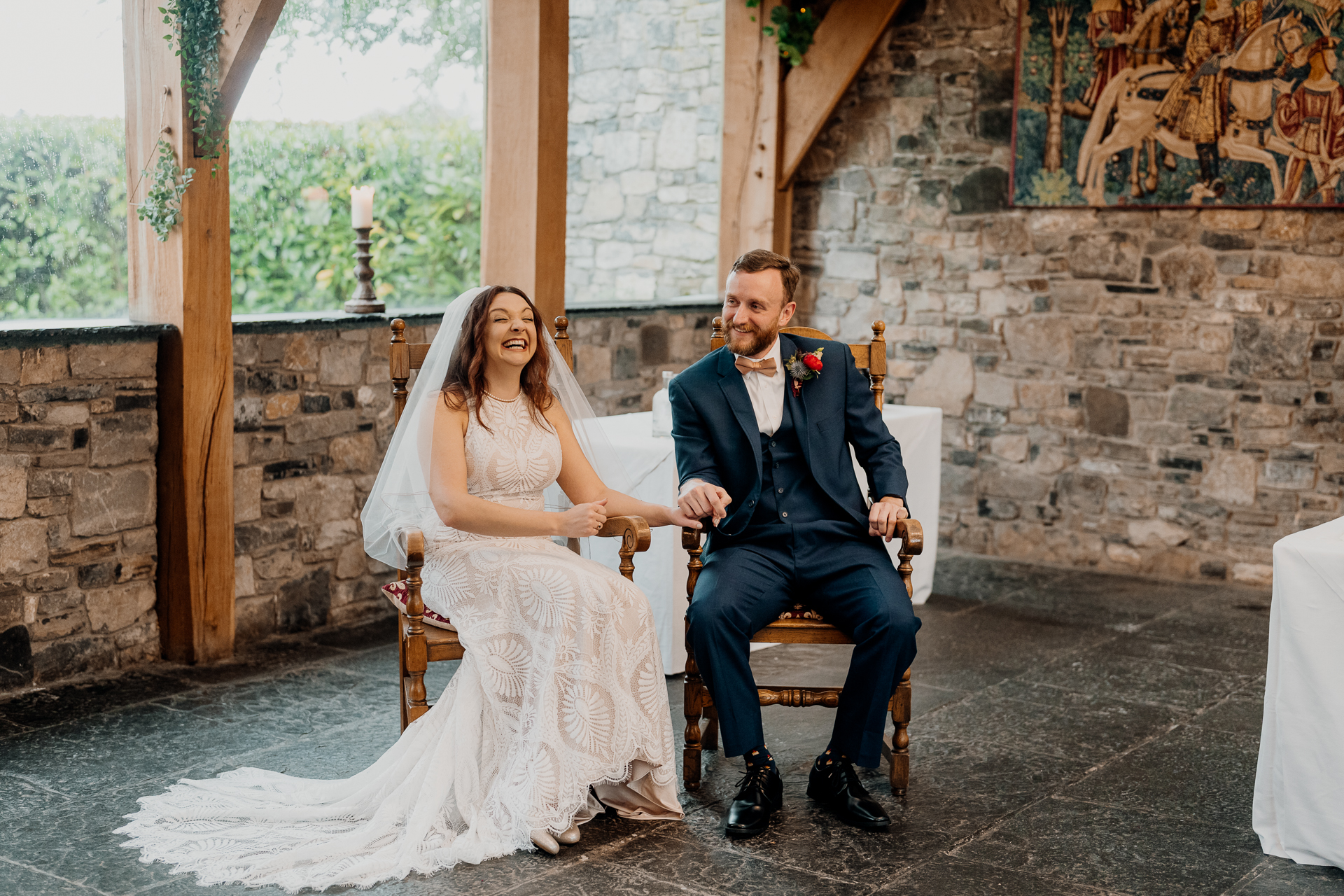 A man and woman in wedding attire