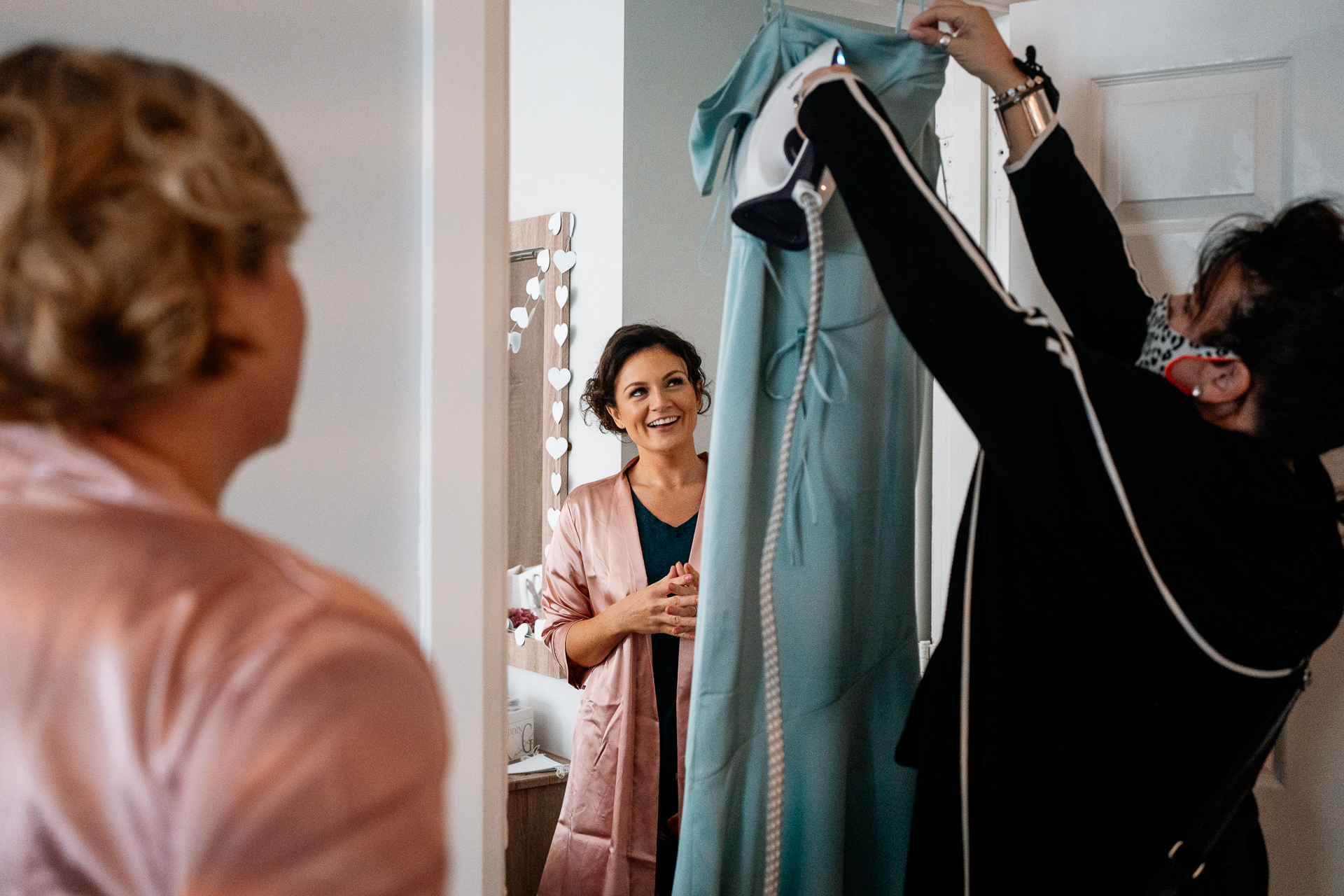 A person getting the clothes done