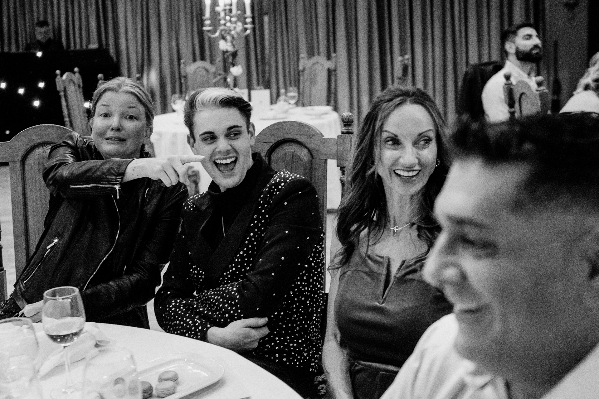 A group of people sitting at a table