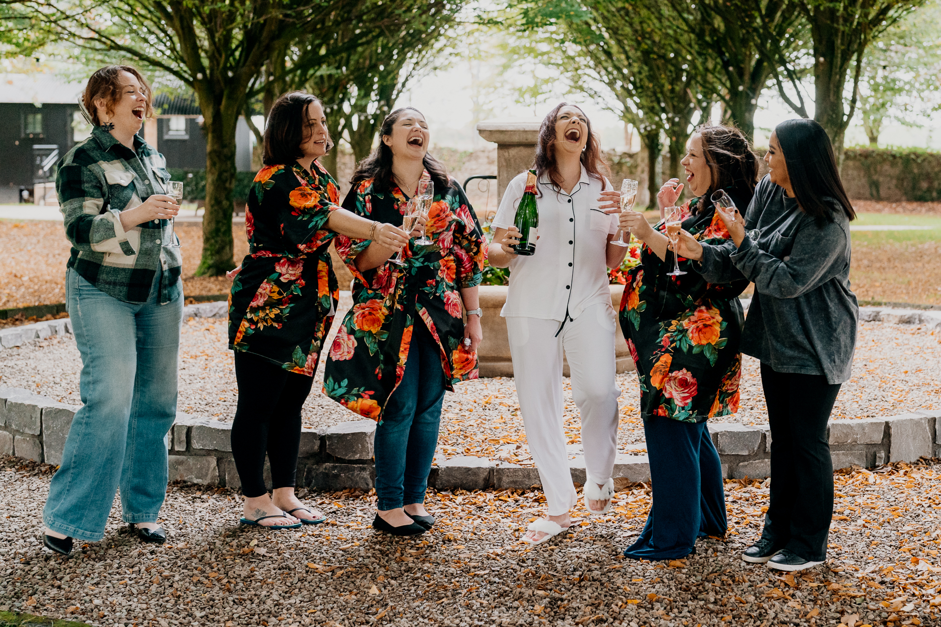 A group of women standing outside