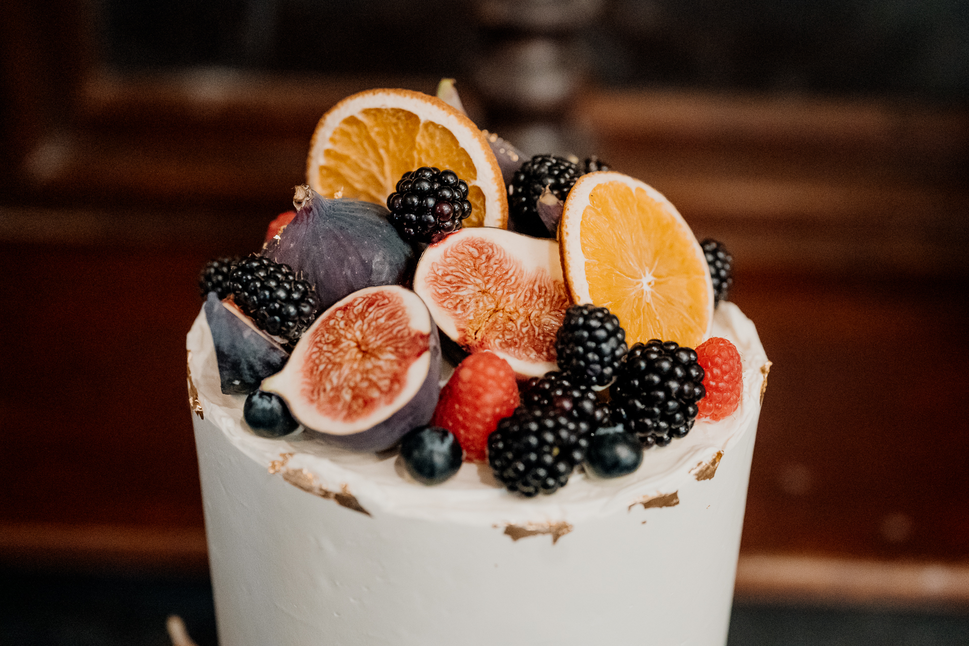 A cake with fruit on top