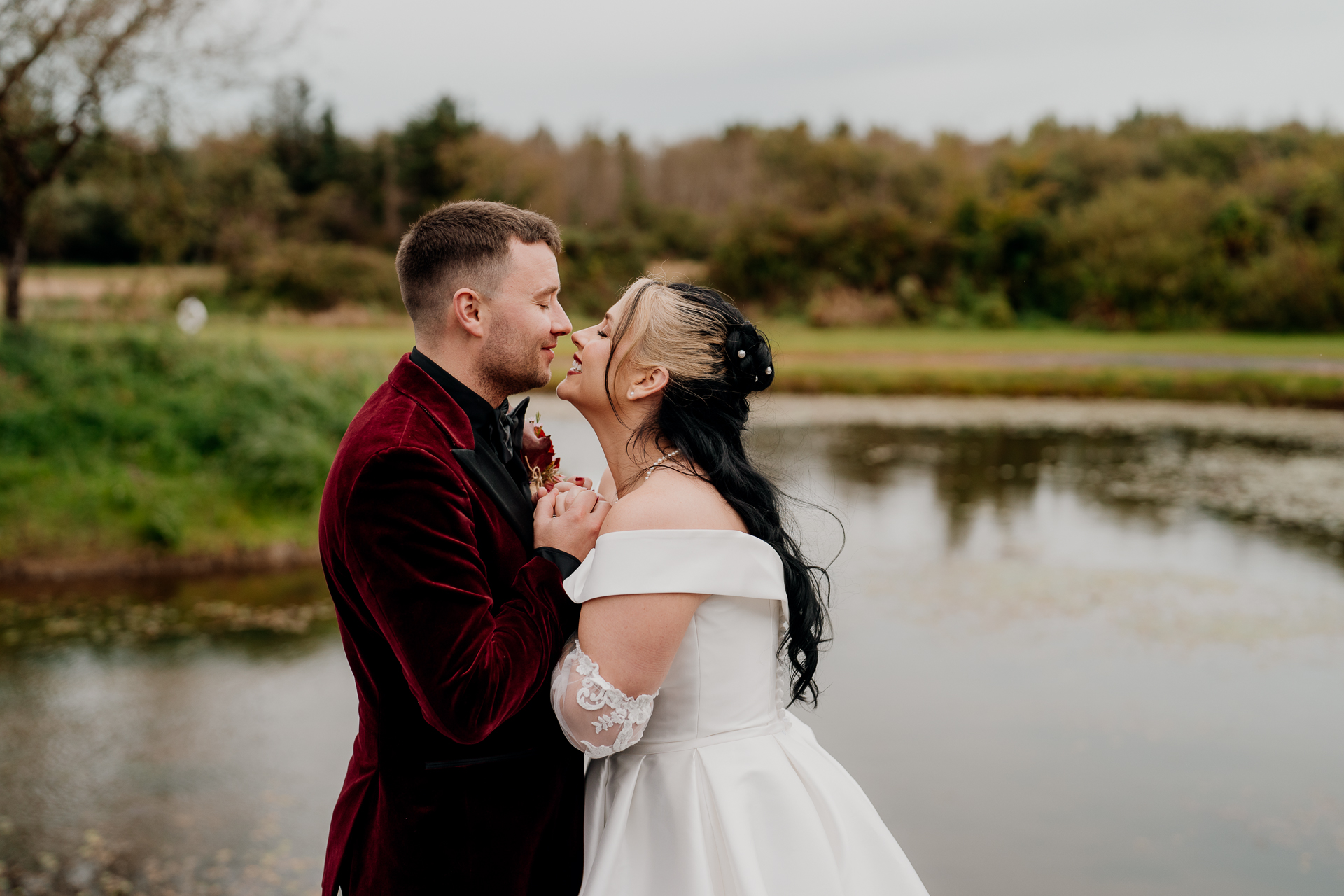 Romantic bride and groom portraits on the grounds of Cloughan Castle, captured by Galway Wedding Photographer Wojciech Koza.