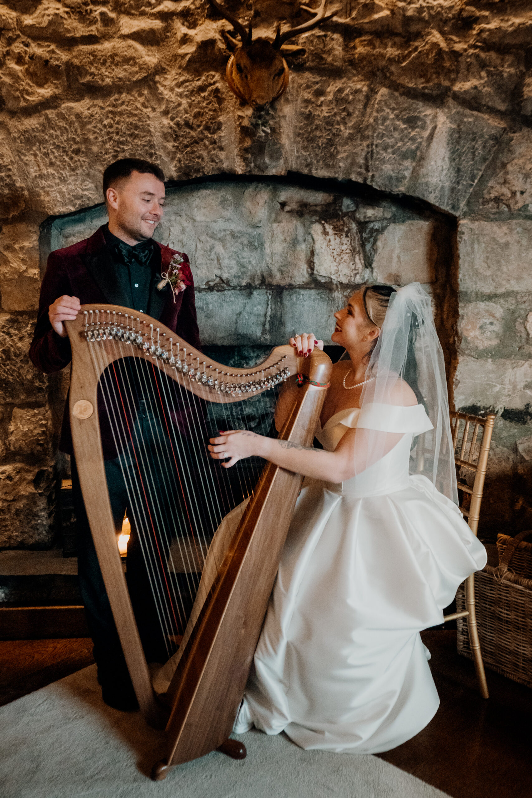 Romantic bride and groom portraits on the grounds of Cloughan Castle, captured by Galway Wedding Photographer Wojciech Koza.