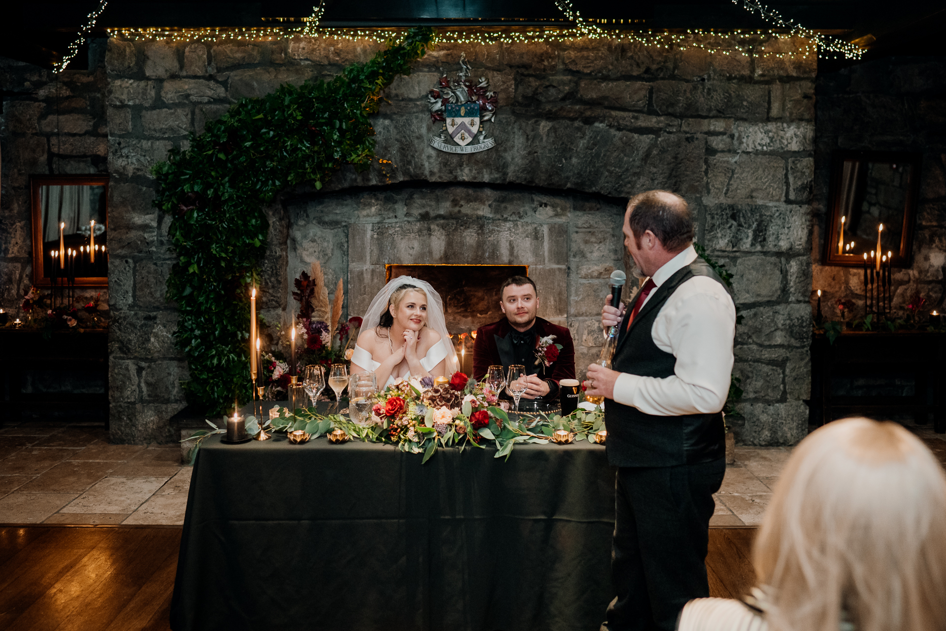 Emotional wedding speeches during the reception at Cloughan Castle, photographed by Galway Wedding Photographer Wojciech Koza.