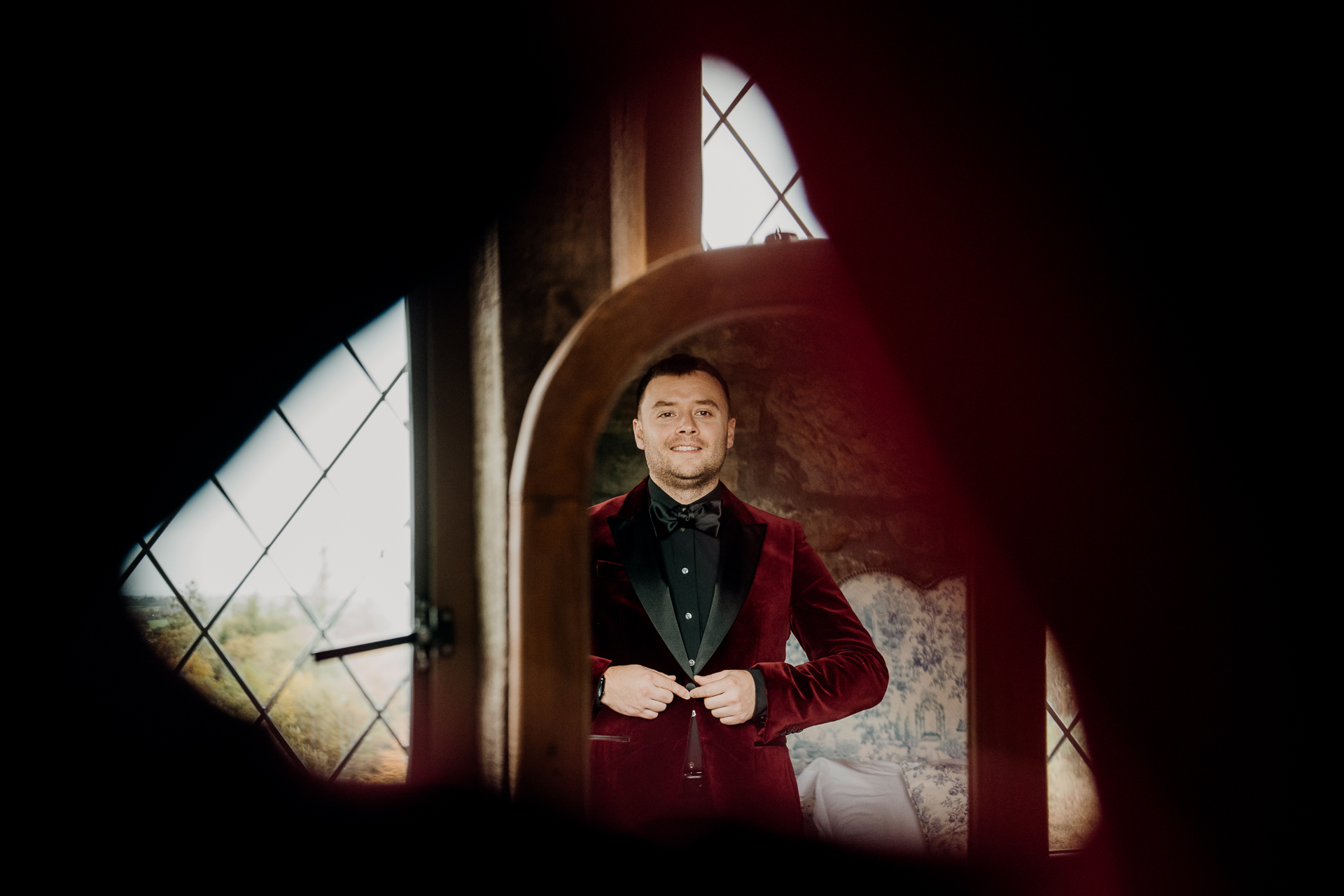 Bride and groom preparations at Cloughan Castle, beautifully captured by Galway Wedding Photographer Wojciech Koza.