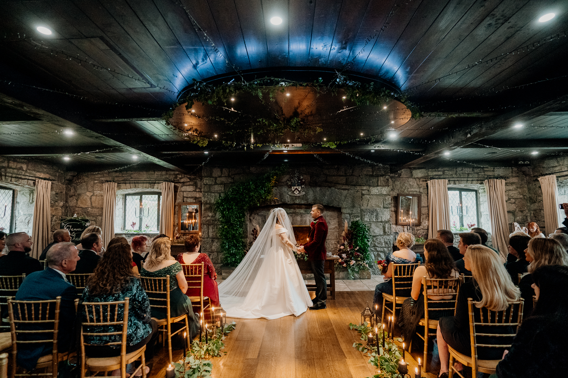 Wedding ceremony at Cloughan Castle, captured by Galway Wedding Photographer Wojciech Koza, highlighting the romantic setting and candid emotions.