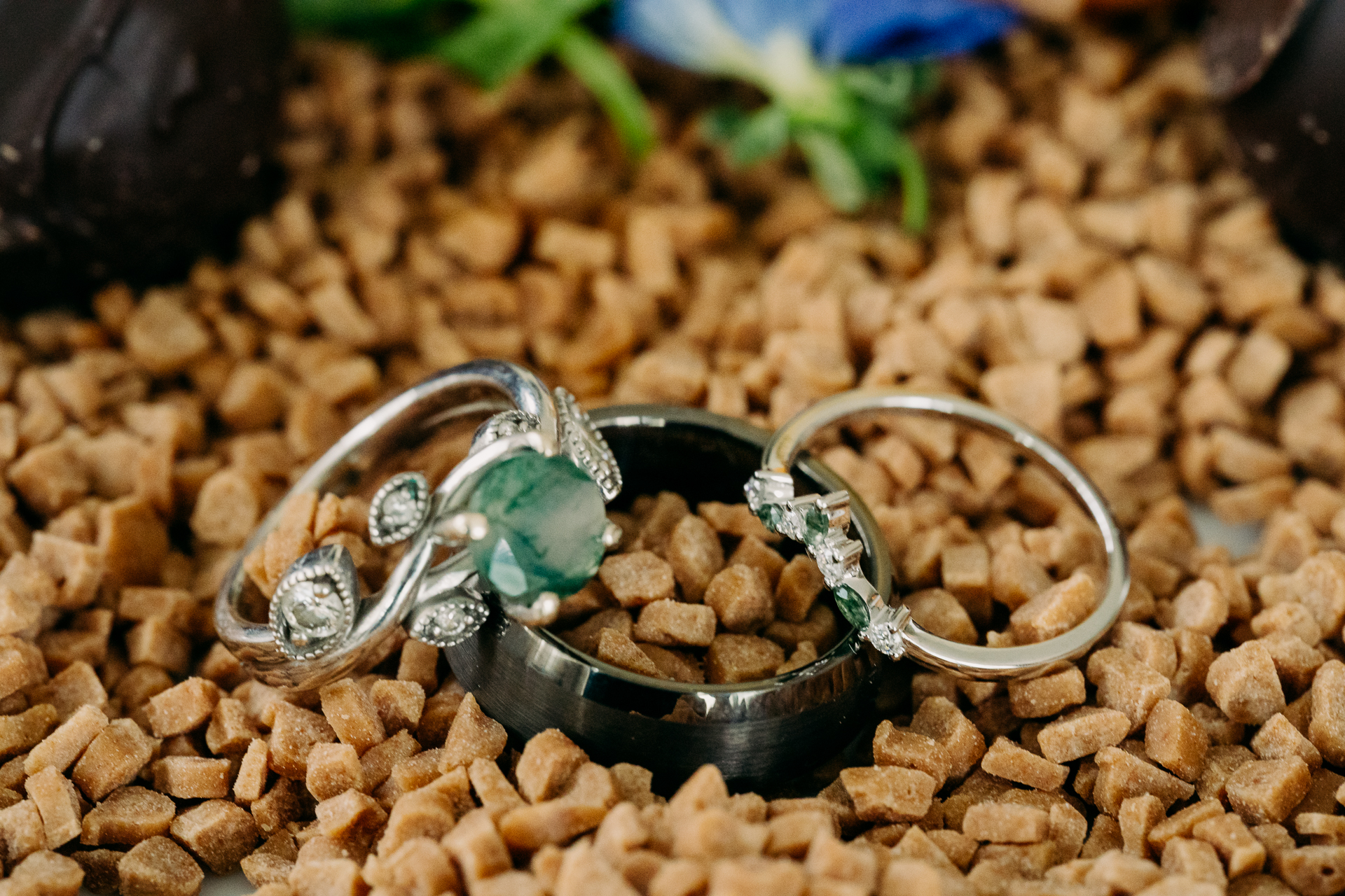 A pair of silver rings on a table