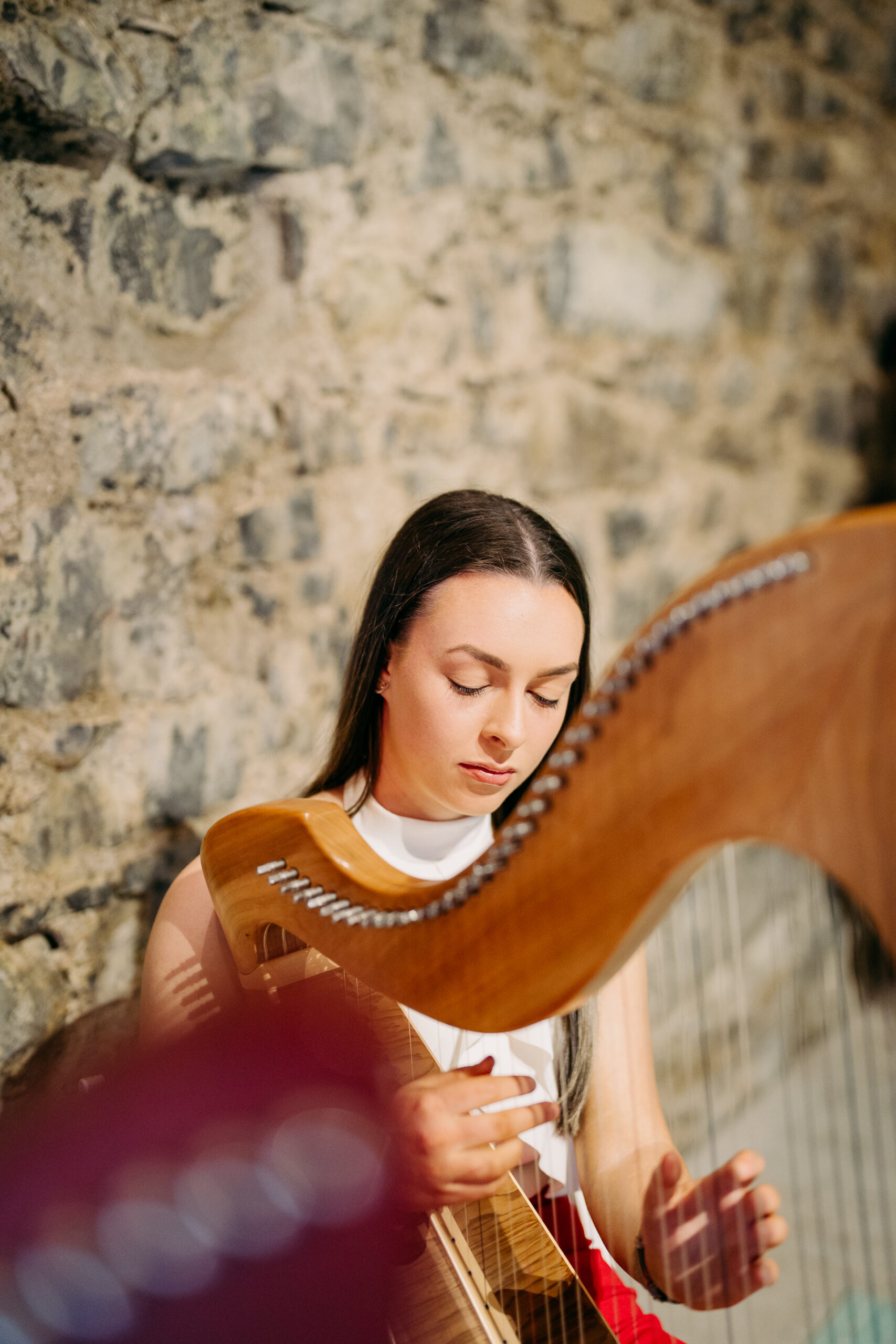 A person playing a cello