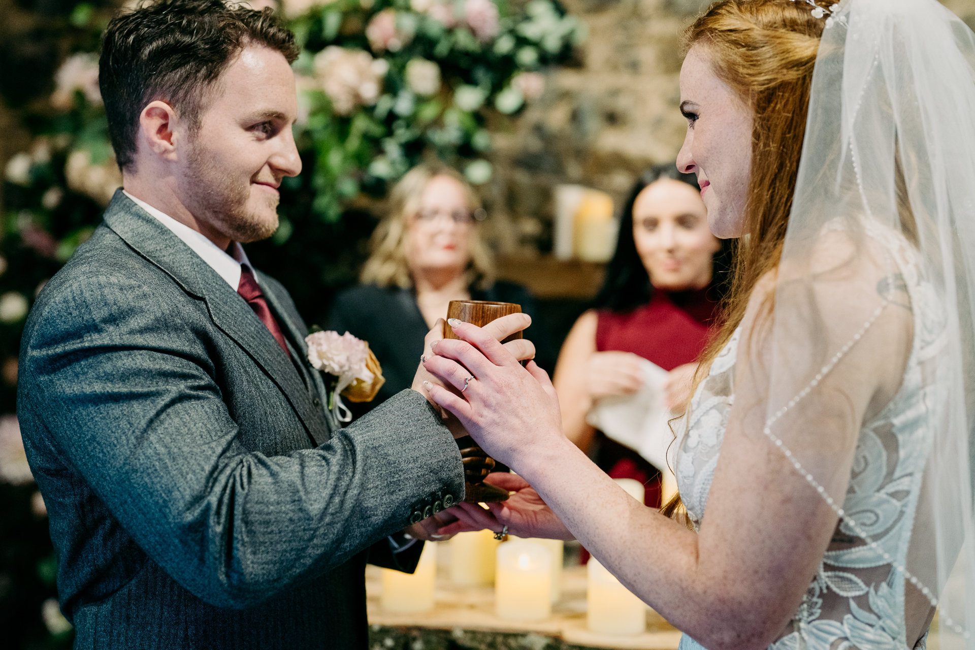 A man and woman holding hands