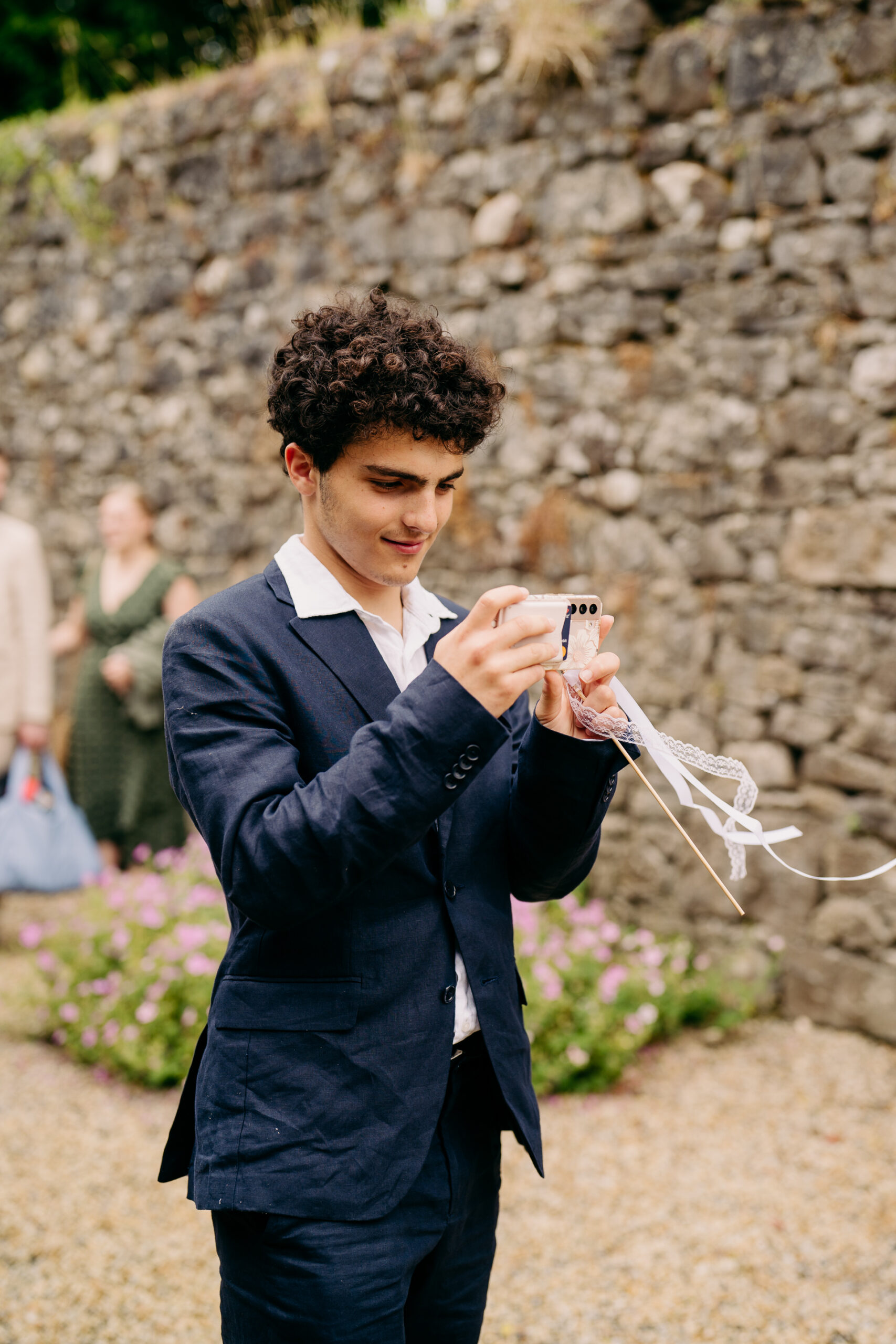 A person holding a kite